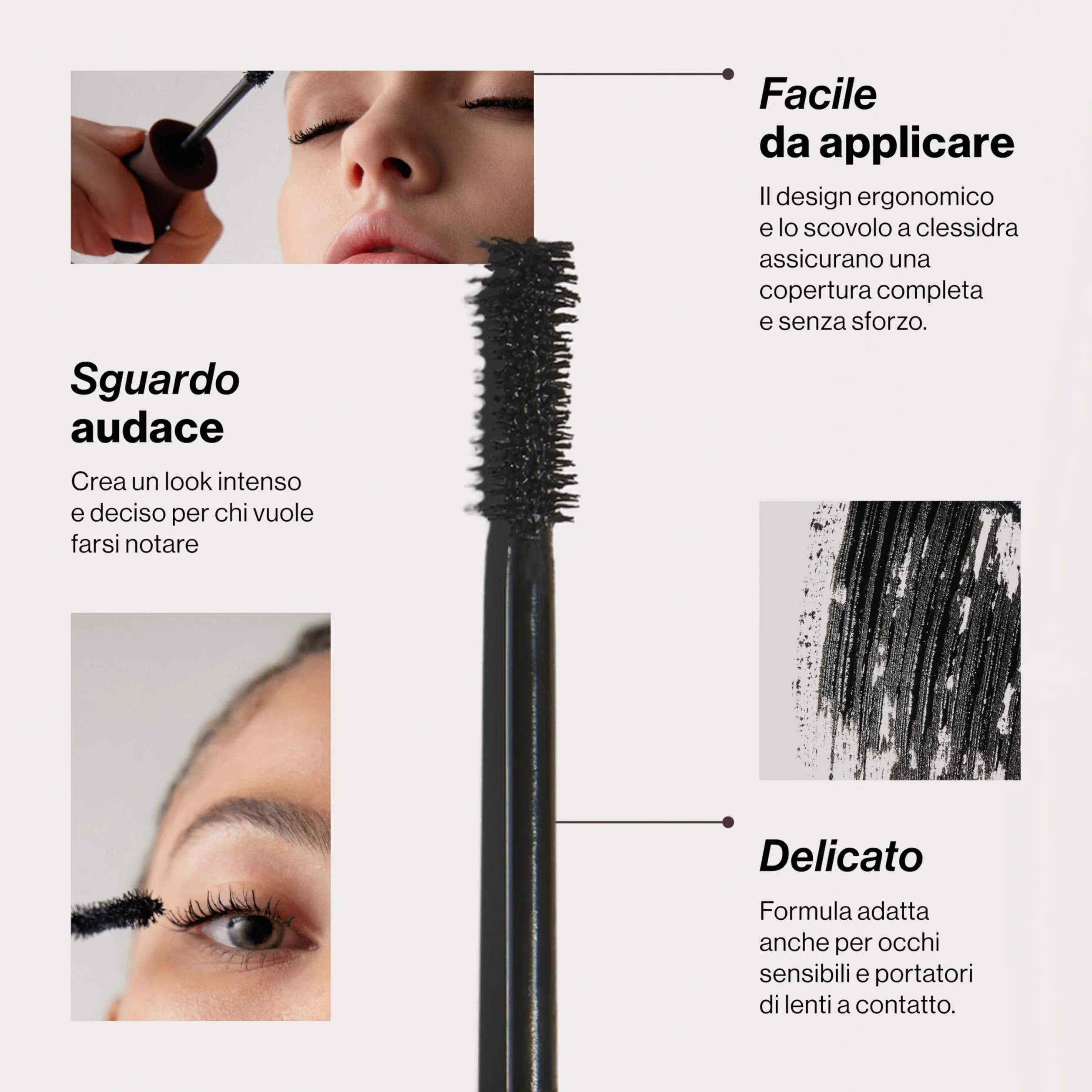 REBEYA Kit Mascara Volumizzante e Allungante Effetto Ciglia Finte + Double Lip Liner Nude Rosato Rossetto Matita Labbra 2 in 1 Lunga Tenuta Effetto Seta,Made in Italy