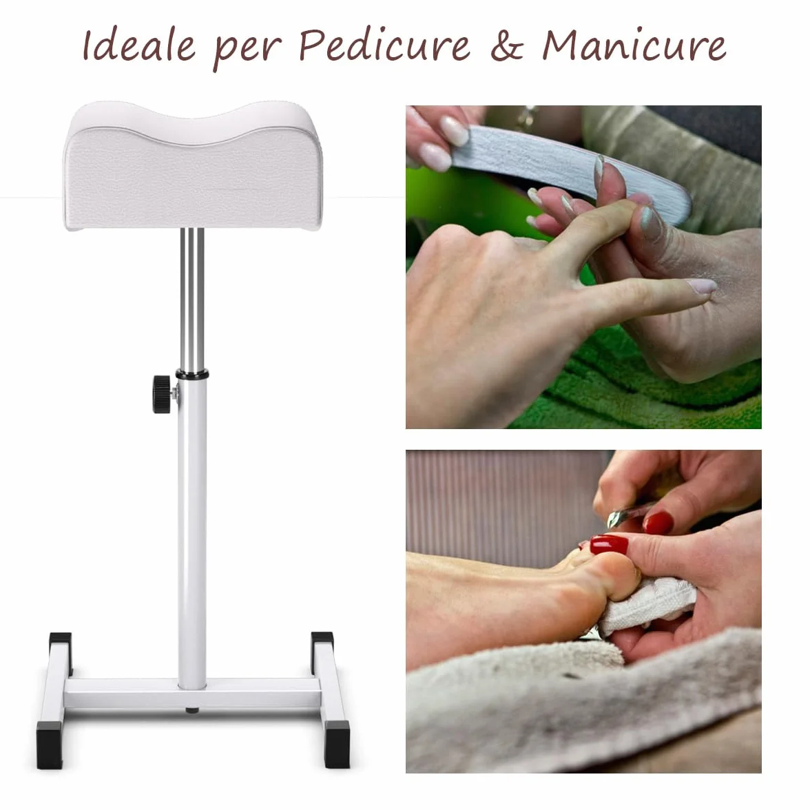 COSTWAY Poggiapiedi Pedicure Manicure, Sgabello Pedicure Estetista Regolabile in Altezza e Cuscino Spesso, Poggiapiedi per per Podologia, Estetista, Fisioterapia (Bianco)