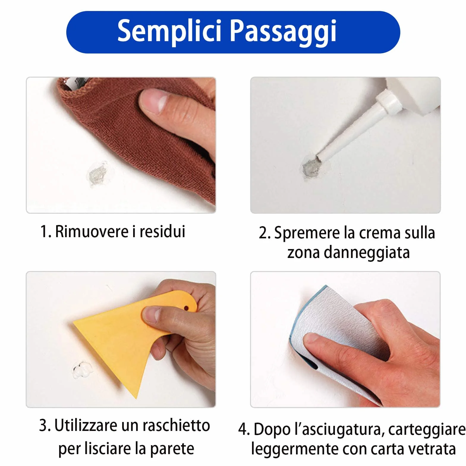 SEISSO Stucco per Muro 500g, Grande Capacità Crema Riparatrice Muri con Raschietto