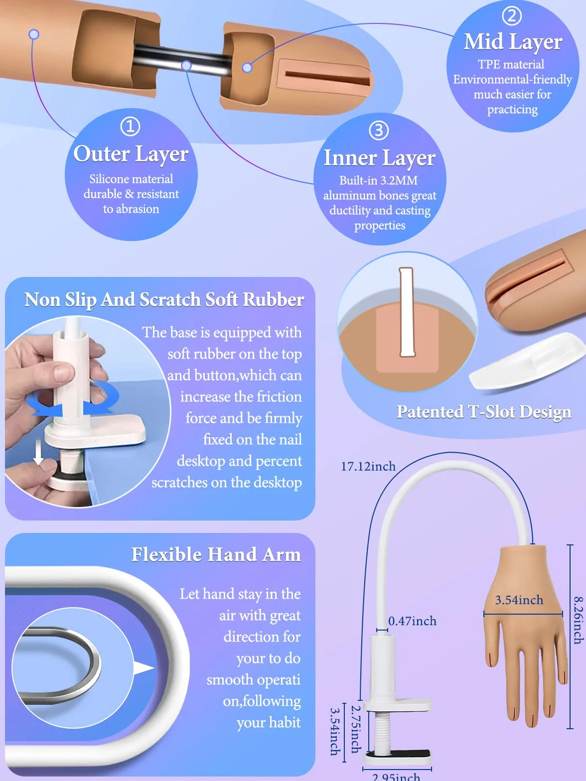 Mano Finta per Ricostruzione Unghie: Professionale Mano Pratica - Mano Finta per Unghie - 30G Acrilico Per Unghie Kit per Nail Art Manicure