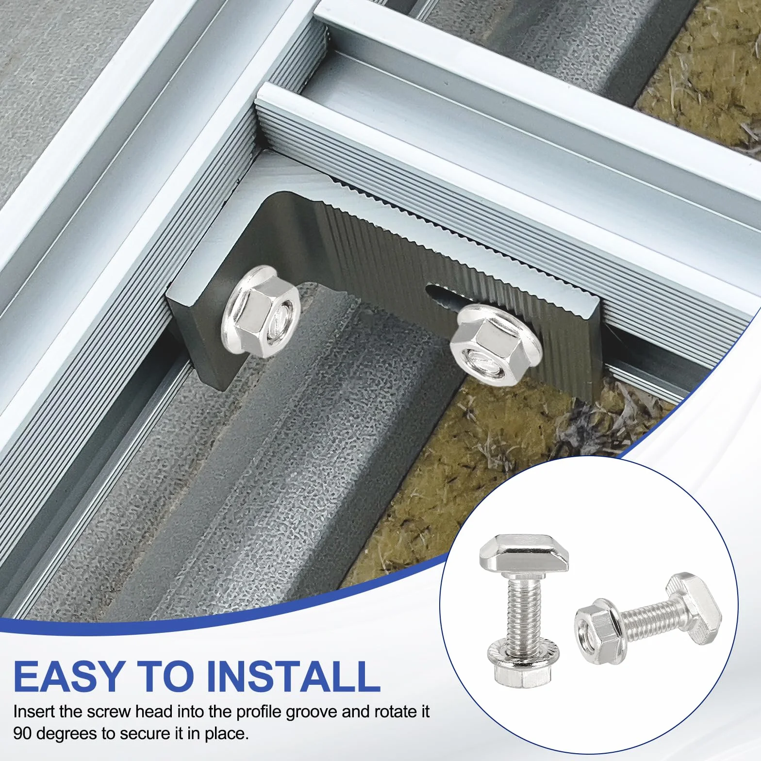 PATIKIL Viti a T Con Testa a Martello M6x20mm, 10 Set Viti Ad Incastro con Dadi Esagonali per Profili Alluminio Serie 30, Argento