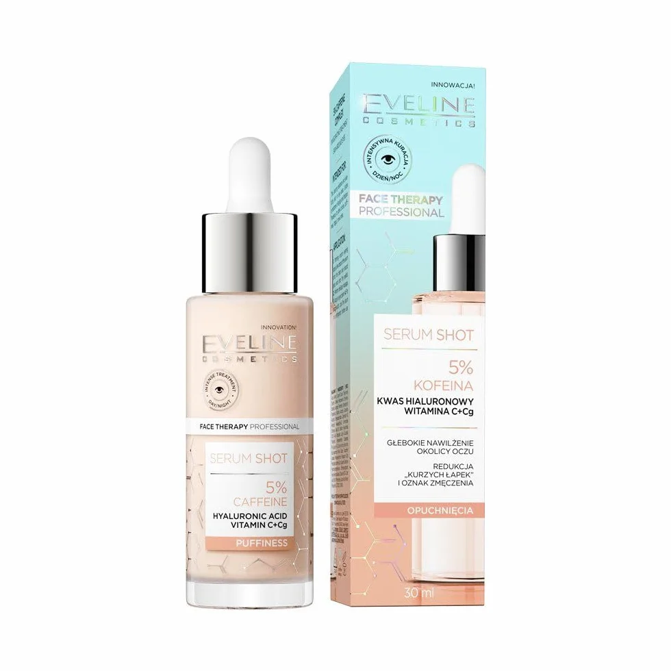 Eveline Cosmetics Face Therapy Professional Siero Occhi con 5% Caffeina - Trattamento Anti-Fatica & Anti-Età per Occhiaie, Gonfiore & Rughe, Formula Idratante & Illuminante