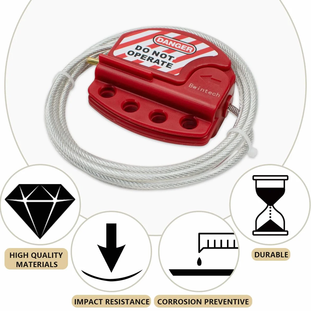 Cavo d'acciaio regolabile Bwintech 2 pezzi per blocco tagout lucchetti sicurezza