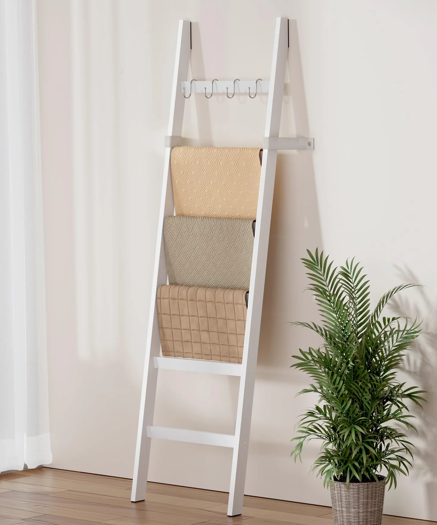 Yorbay Scala Portasciugamani in Bambù 170x43 cm Bianco 6 Pioli