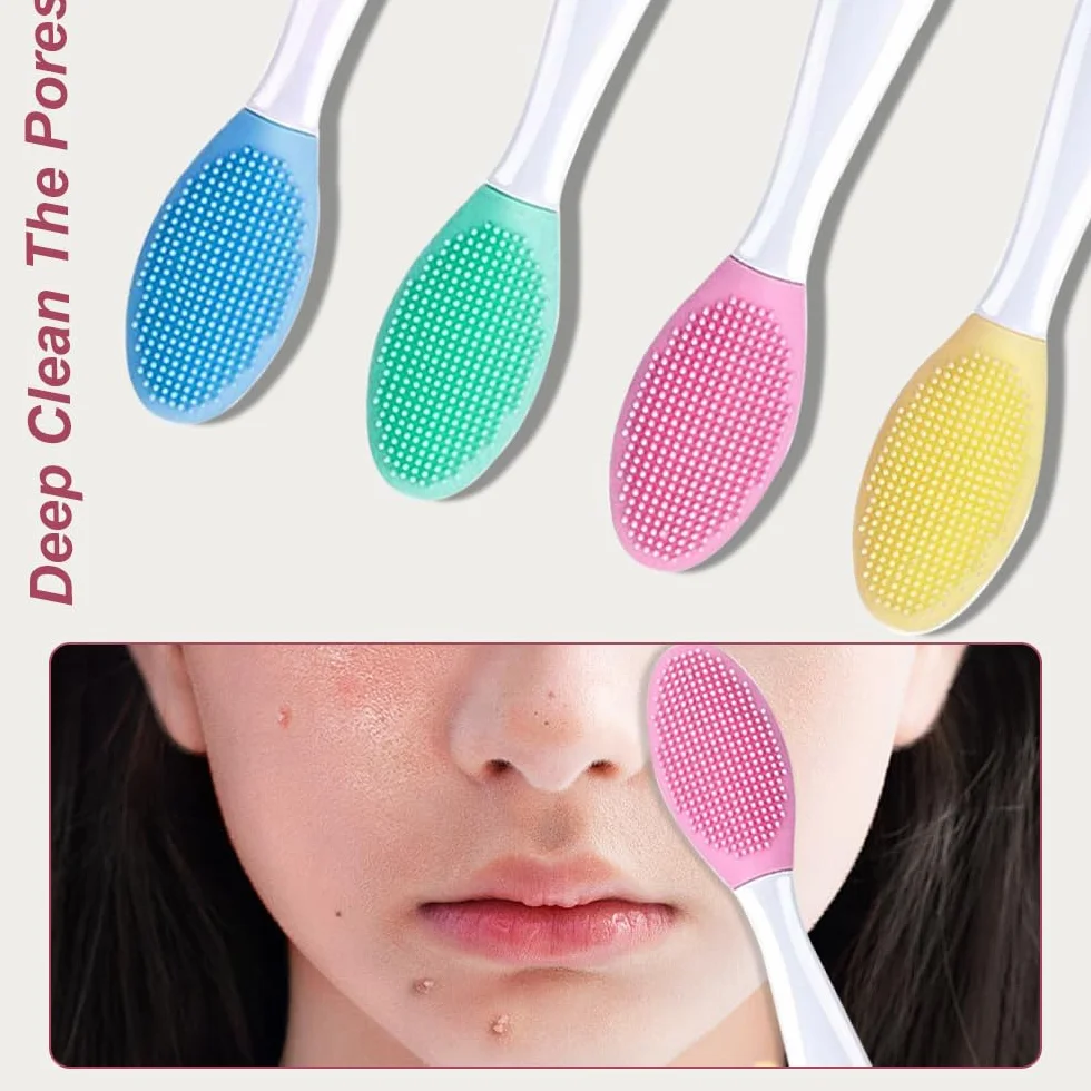 Pennello Esfoliante per Labbra in Silicone, 8 Pcs Pennelli per Labbra in Silicone, Spazzole per Labbra Morbido a Doppia Faccia, Spazzola Esfoliante per Labbra