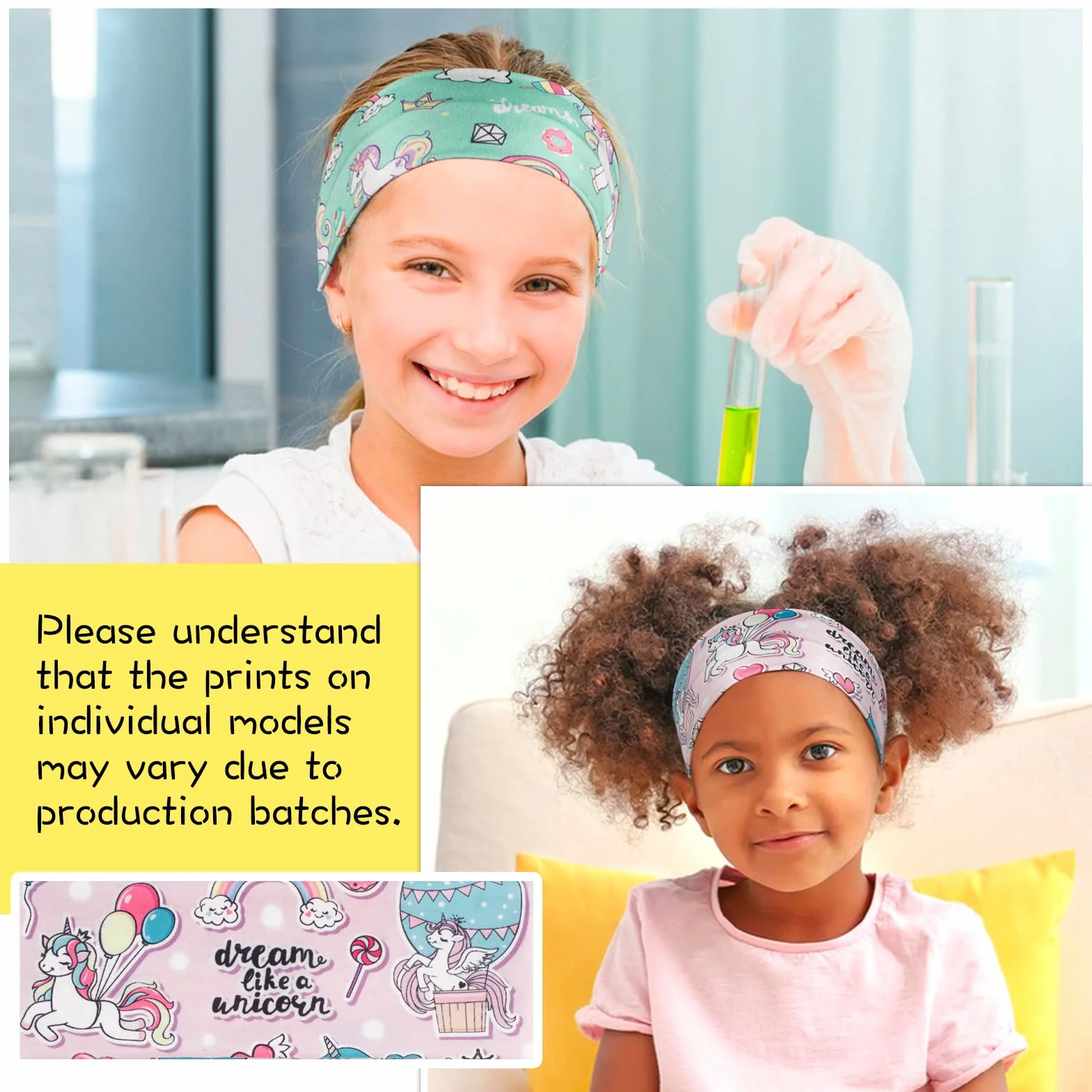 BETESSIN 5pz Fasce per Capelli Bambina Unicorno Fascia Fasce Elastiche Turbante per Decorazione Capelli Bambina Bimba 5-15 Anni
