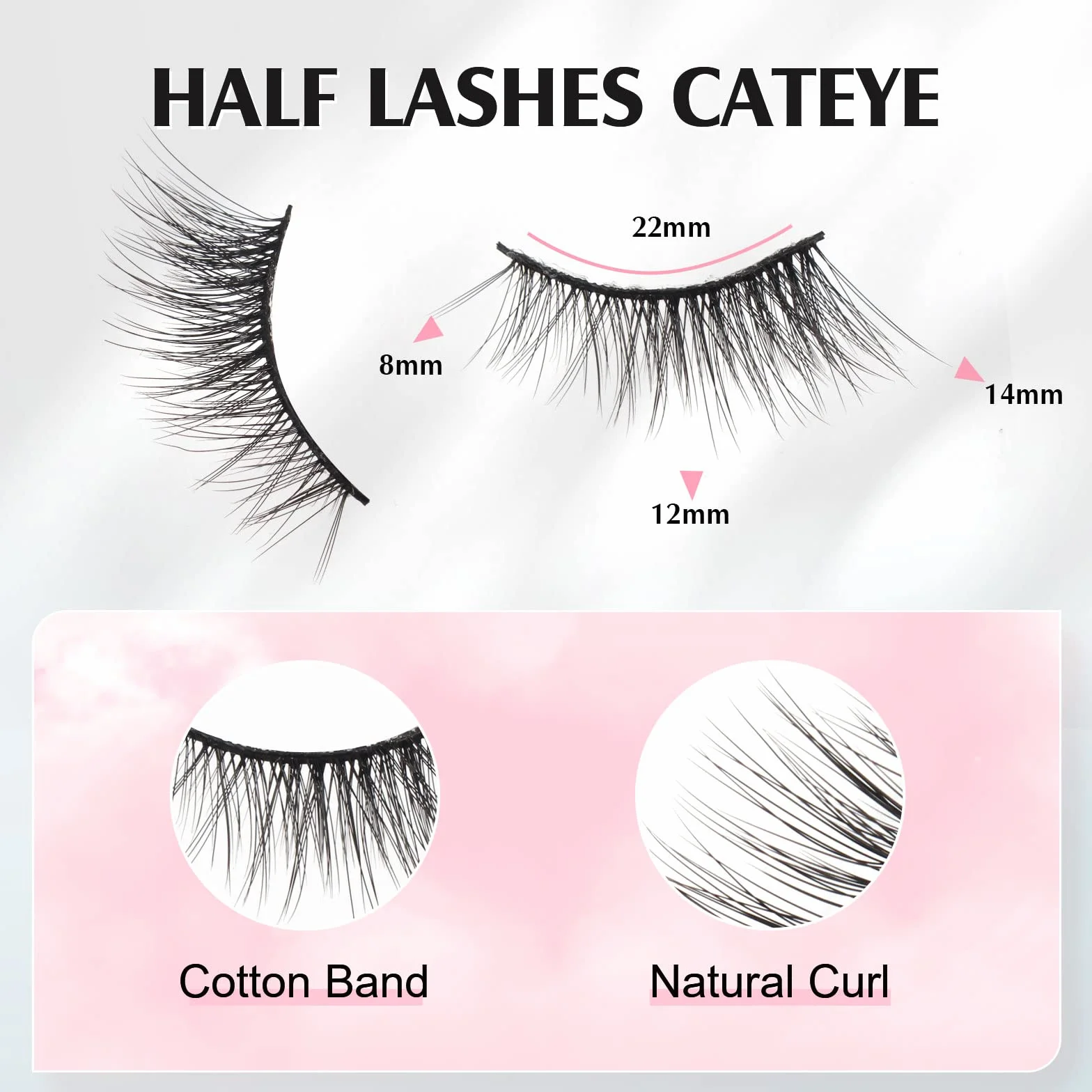 Parriparri Ciglia Finte Naturali 10 Paia Mezze Ciglia Finte Occhio di Gatto Aspetto Naturale Wispy Half Lashes Cat Eye Corner Eyelashes