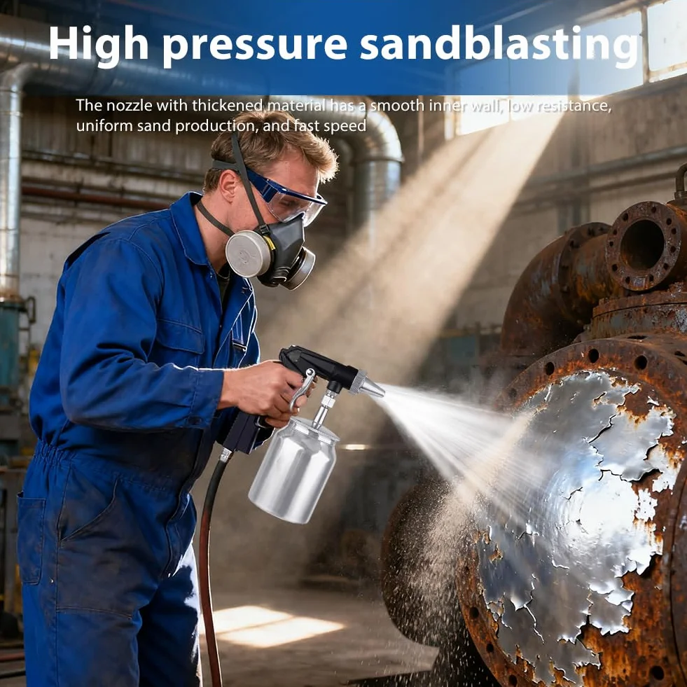 Pistola per sabbiatura ad aria compressa 6,2 bar Sandblaster 1000 Cc capacità vaso in alluminio portatile