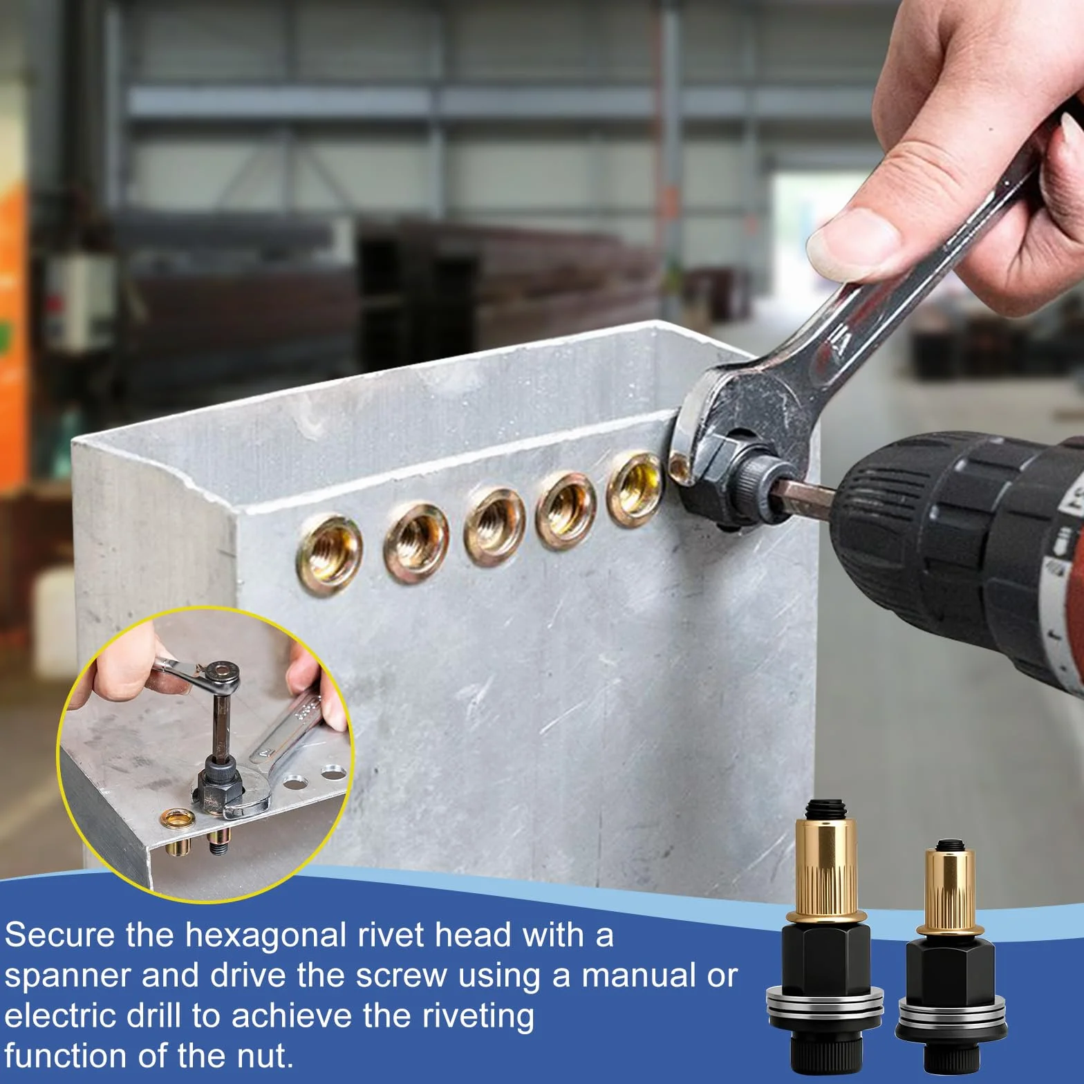 Set di pinze per dadi rivetto M3-M10, 6 pezzi con 60 dadi, strumento manuale