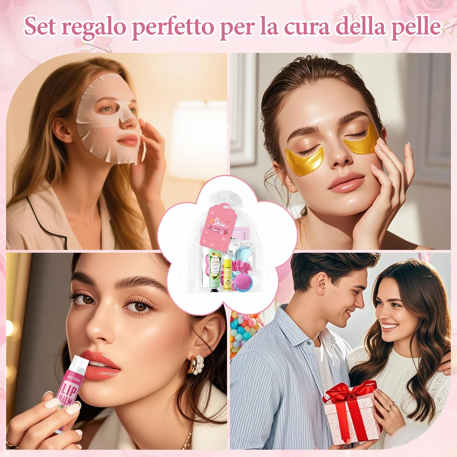 Erinde Set Spa Party da 120 Pezzi per Ragazze, Idee Regalo Donna, Accessori Spa con Maschere Viso per la Cura della Pelle, Crema Mani, Balsamo Labbra e Maschera Labbra, Set Regalo per Donne