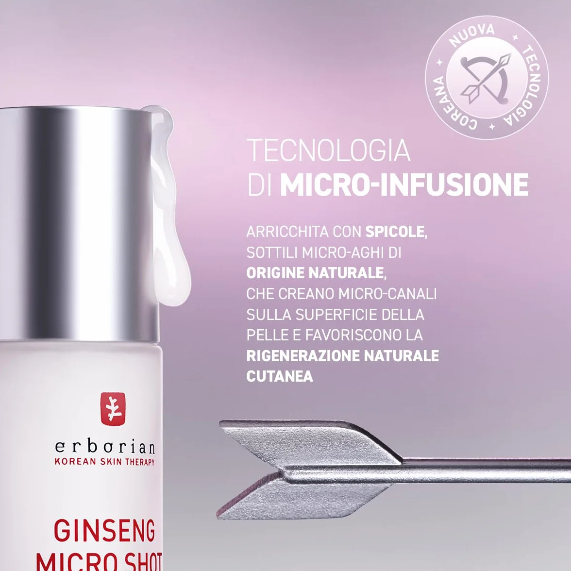 Erborian - Ginseng Micro Shot - Starter 0.1% - Siero Viso Retexturizzante ispirato al Micro-Needling - Con Ginseng e Collagene per Pori Affinati e Pelle Liscia - Cura Coreana - 10ml