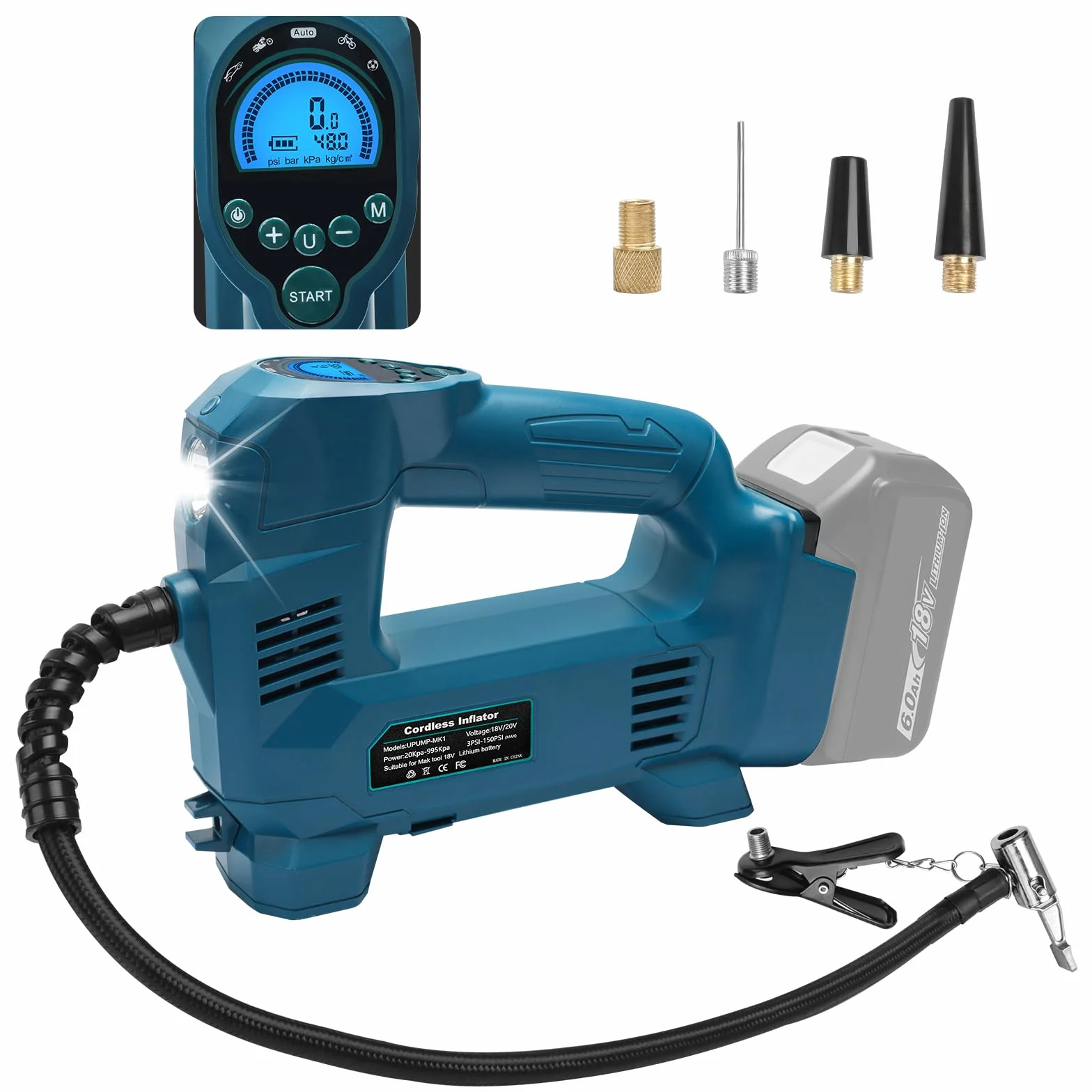 Powarobor Compressore portatile compatibile con batteria Makita 18V 150 PSI 10,34 bar