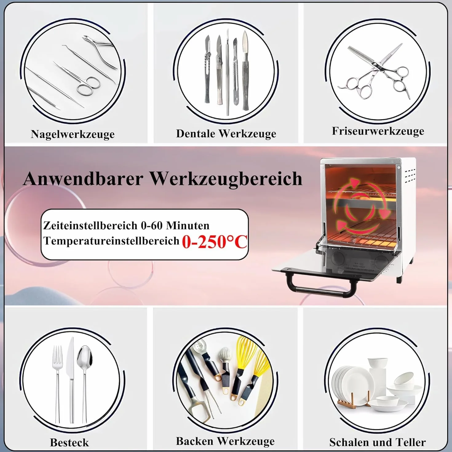 Sterilizzatore ad aria calda C12, doppio ripiano, sterilizzatore a caldo, autoclave a infrarossi a 250 gradi, con controllo del timer, per dentistici, tatuaggi, studi di pedicure