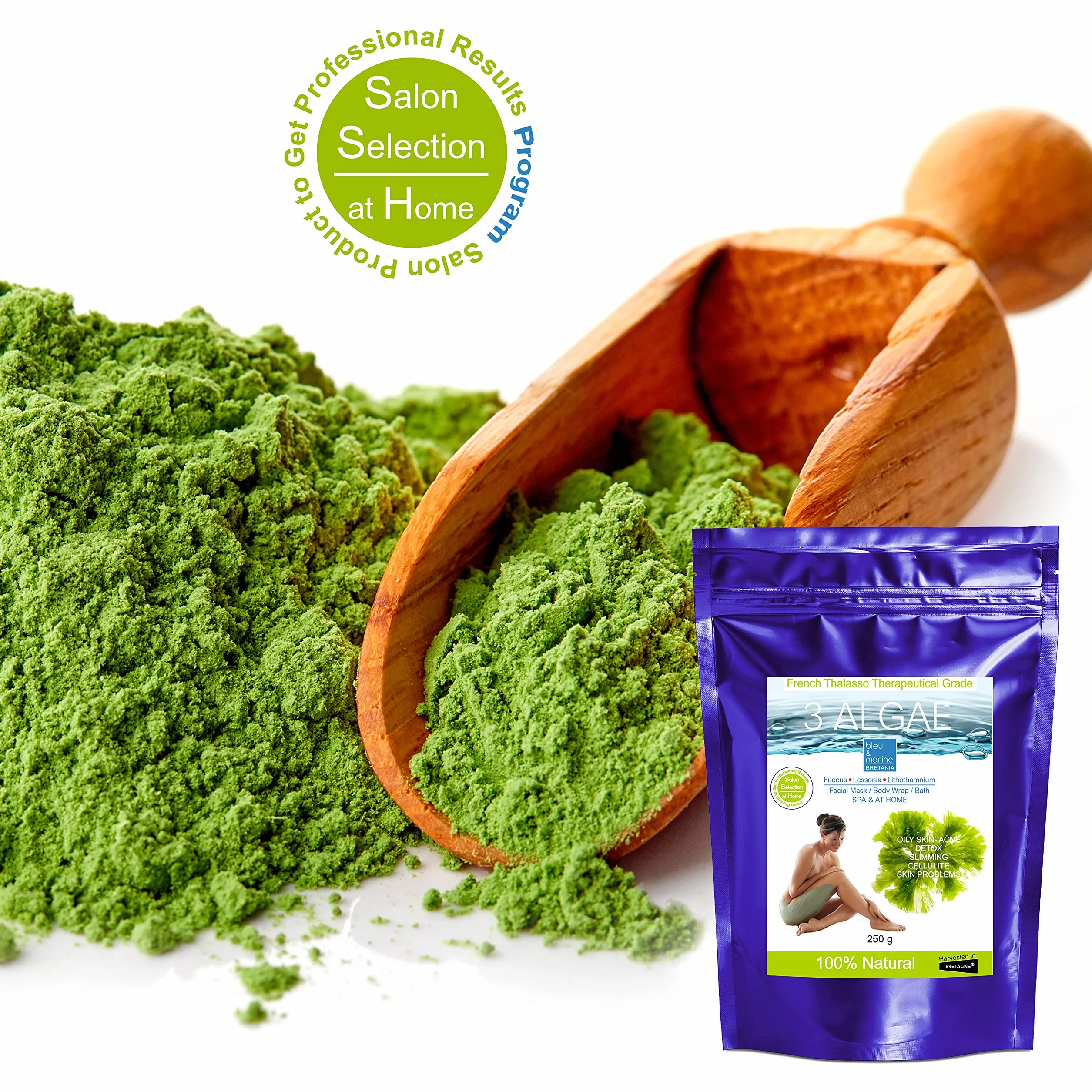 bleu & marine Bretania - Polvere di Alghe Rimodellanti | Trattamento Viso e Corpo | Azione Detox | Riduzione Cellulite | Ricca di Vitamine e Minerali | Per Pelle Luminosa e Rivitalizzata, 250g