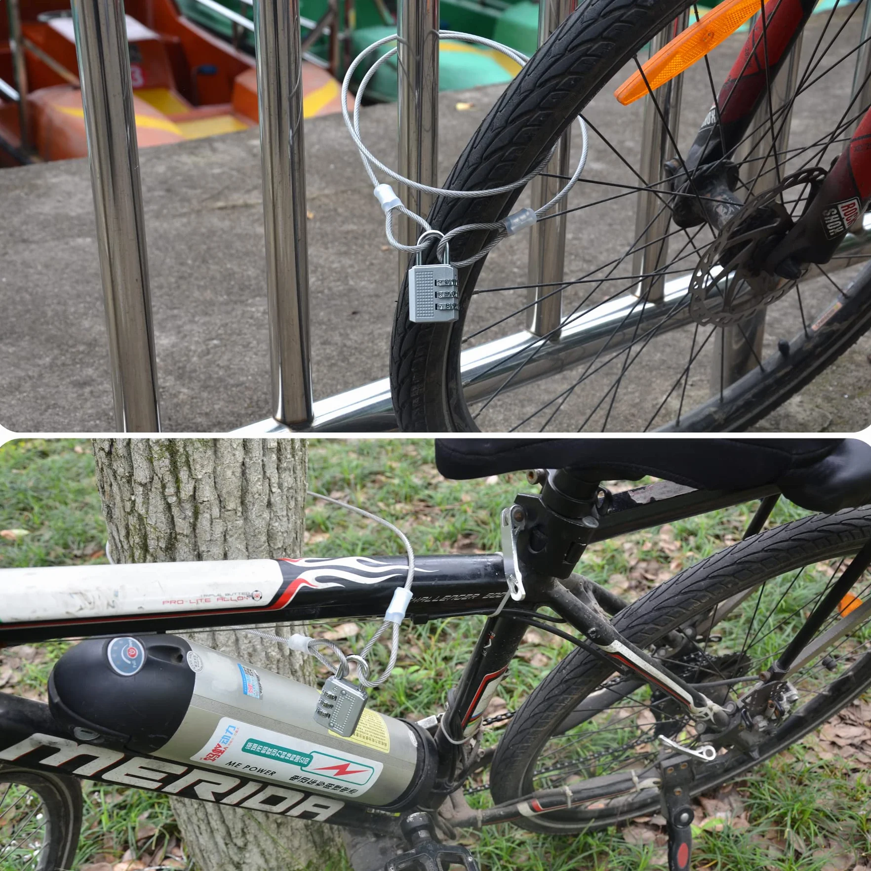 Cavo di Bloccaggio per Biciclette, Cavo di Sicurezza 2 Pezzi