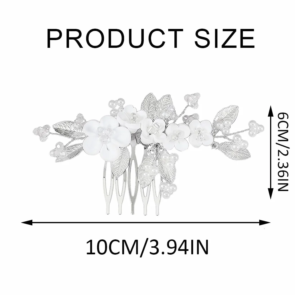 Pettine per capelli da sposa con perle argentate, accessorio per capelli da sposa per donne e ragazze