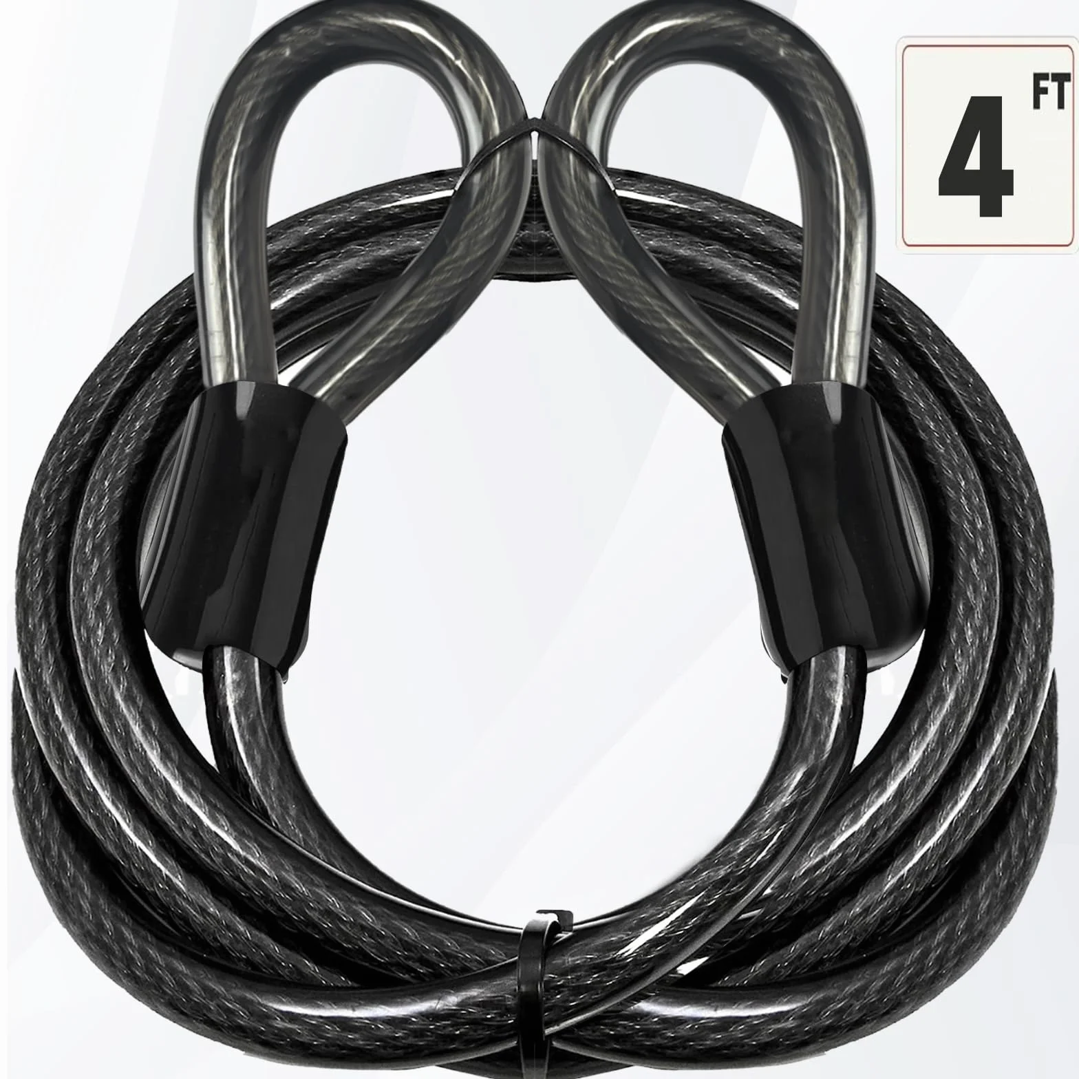 Cavo Acciaio Antifurto 4-FT 1.2m x 13.77mm Catenaccio Bici Flessibile Rivestito in Vinile