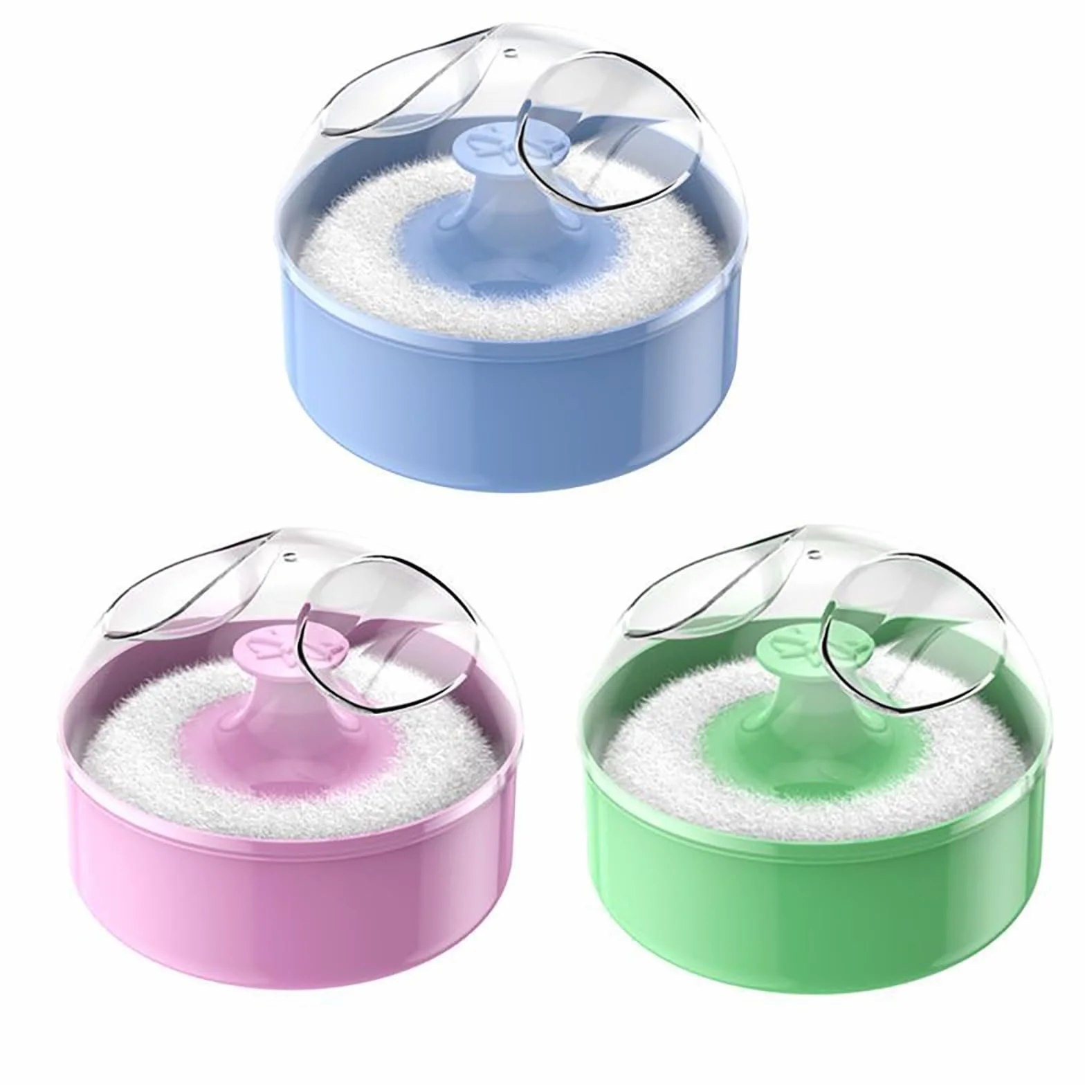MtH477 - Set di spugnette per talco portatile, contenitore per polvere con soffio, applicatore igienico e delicato, dispenser vuoto per cipria, igienico, per casa e viaggi, MtH477 (A, 9,3 x 7,5 cm)
