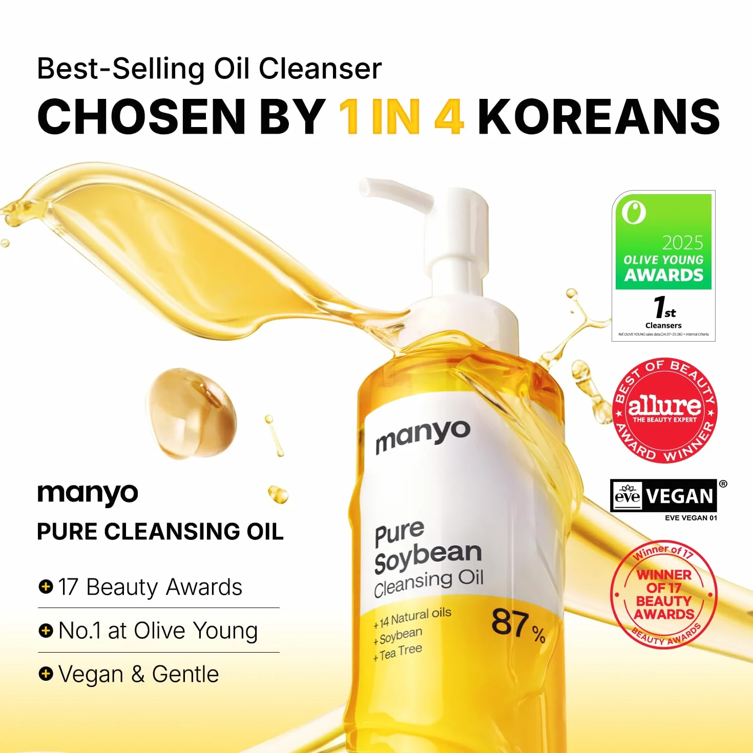 MA:NYO Detergente per il viso coreano con olio puro, scioglimento dei punti neri, rimozione quotidiana del trucco con olio di argan, per la cura della pelle delle donne 6.7 fl oz