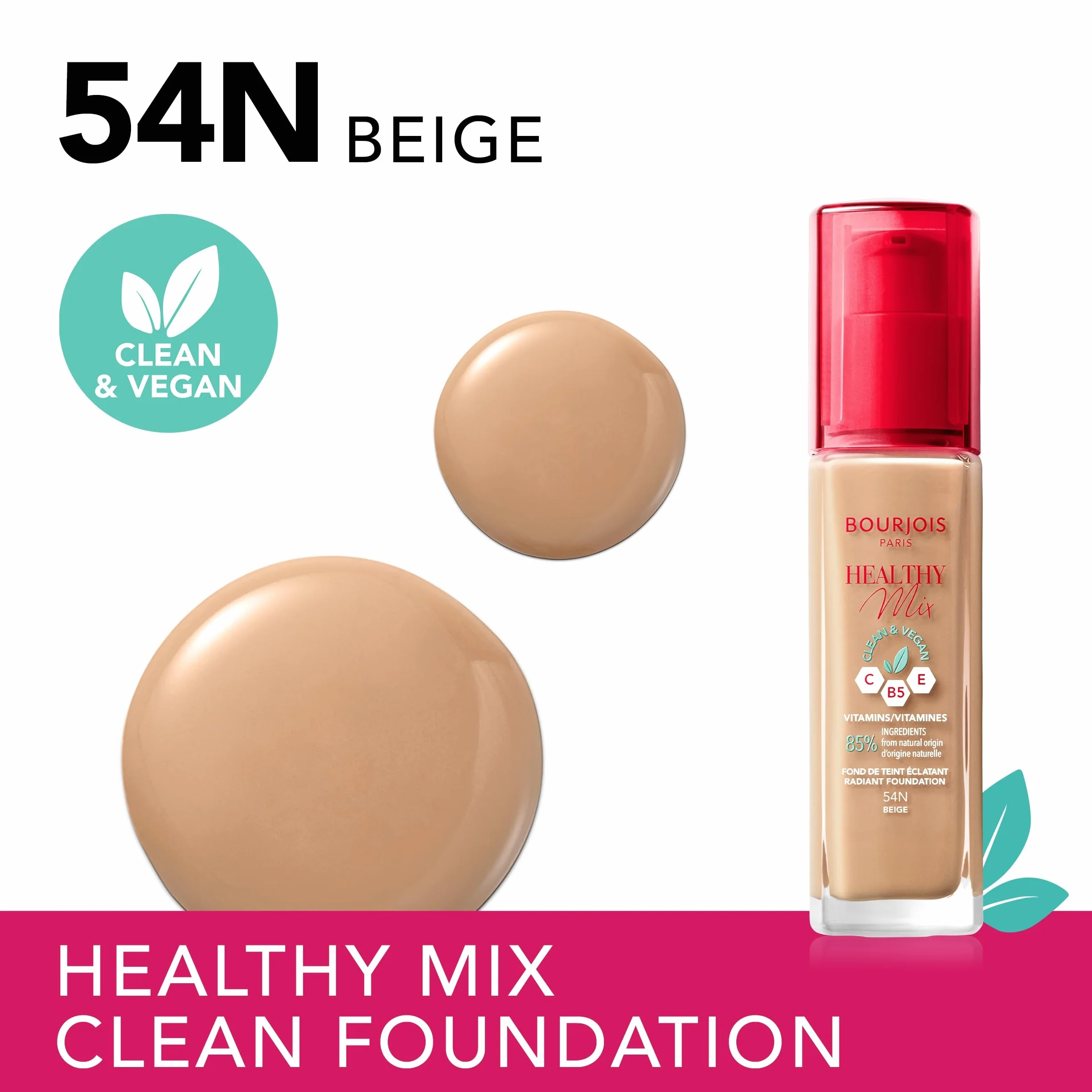 Bourjois Fondotinta Healthy Mix Clean, 54N Beige, 30 ml