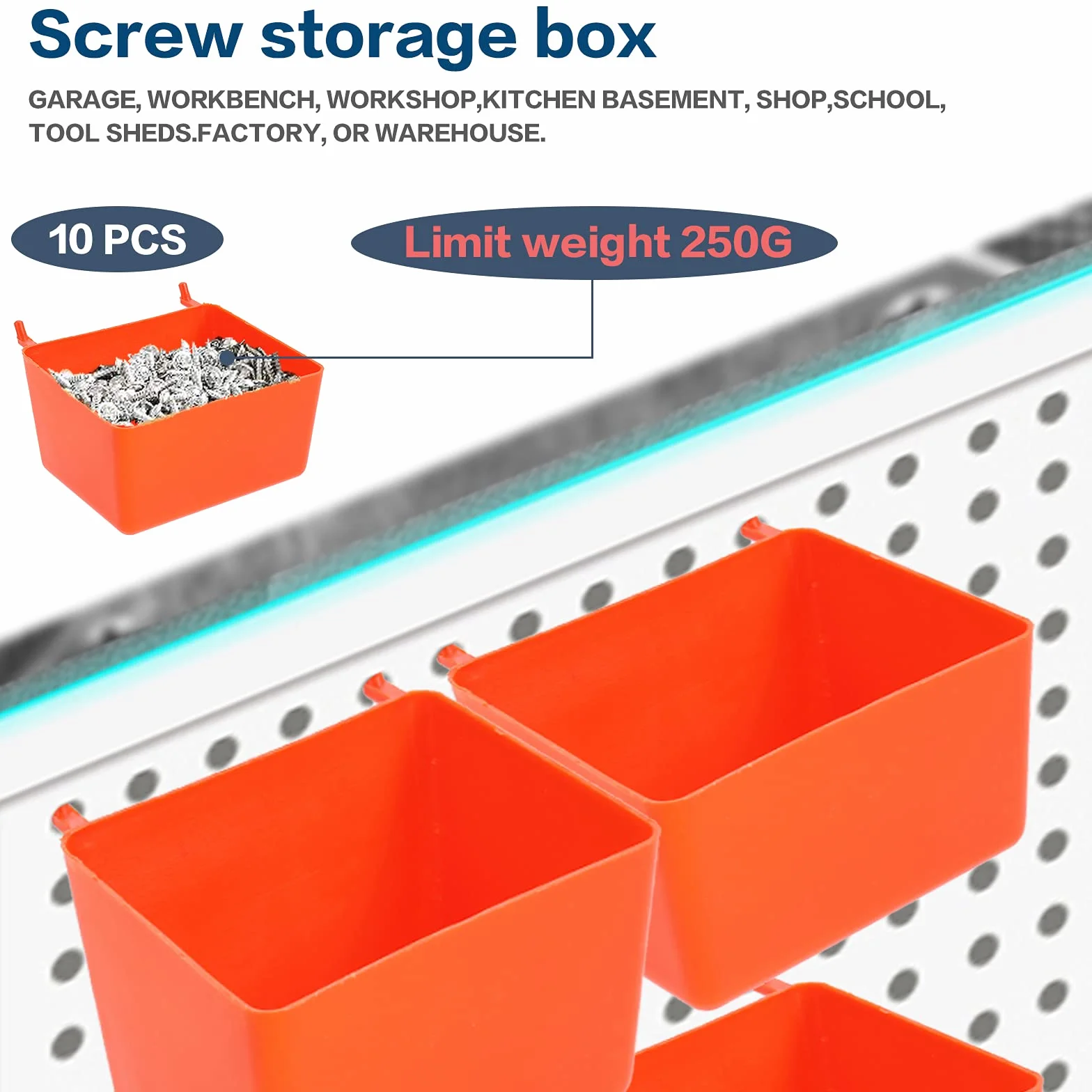 144PCS Set di ganci per pannello forato, cestini e serrature per utensili