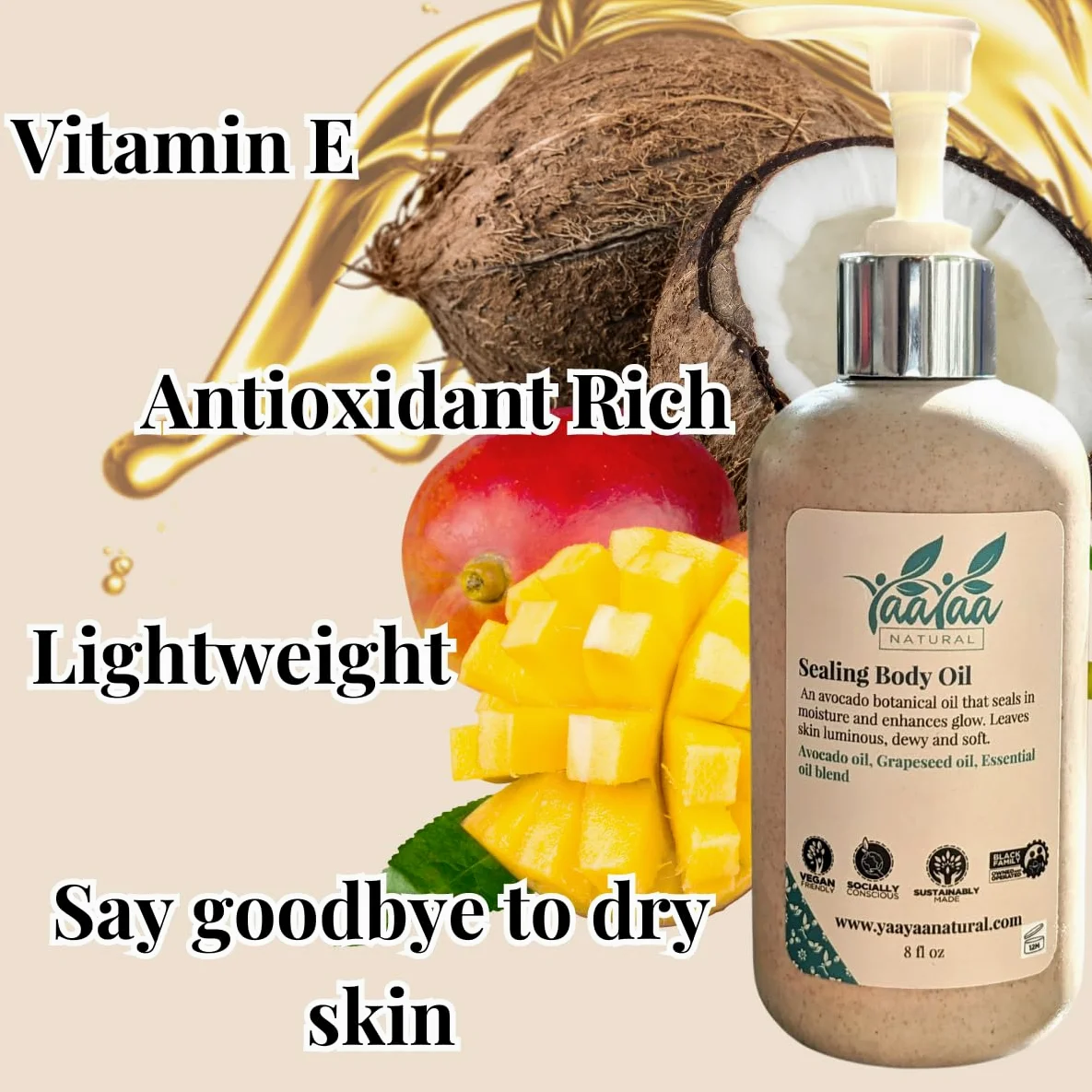 Olio corpo sigillante, 226 ml, olio per il corpo dopo la doccia, non grasso, nutrimento profondo, assorbente, lucido, idratante, vegano e cruelty free