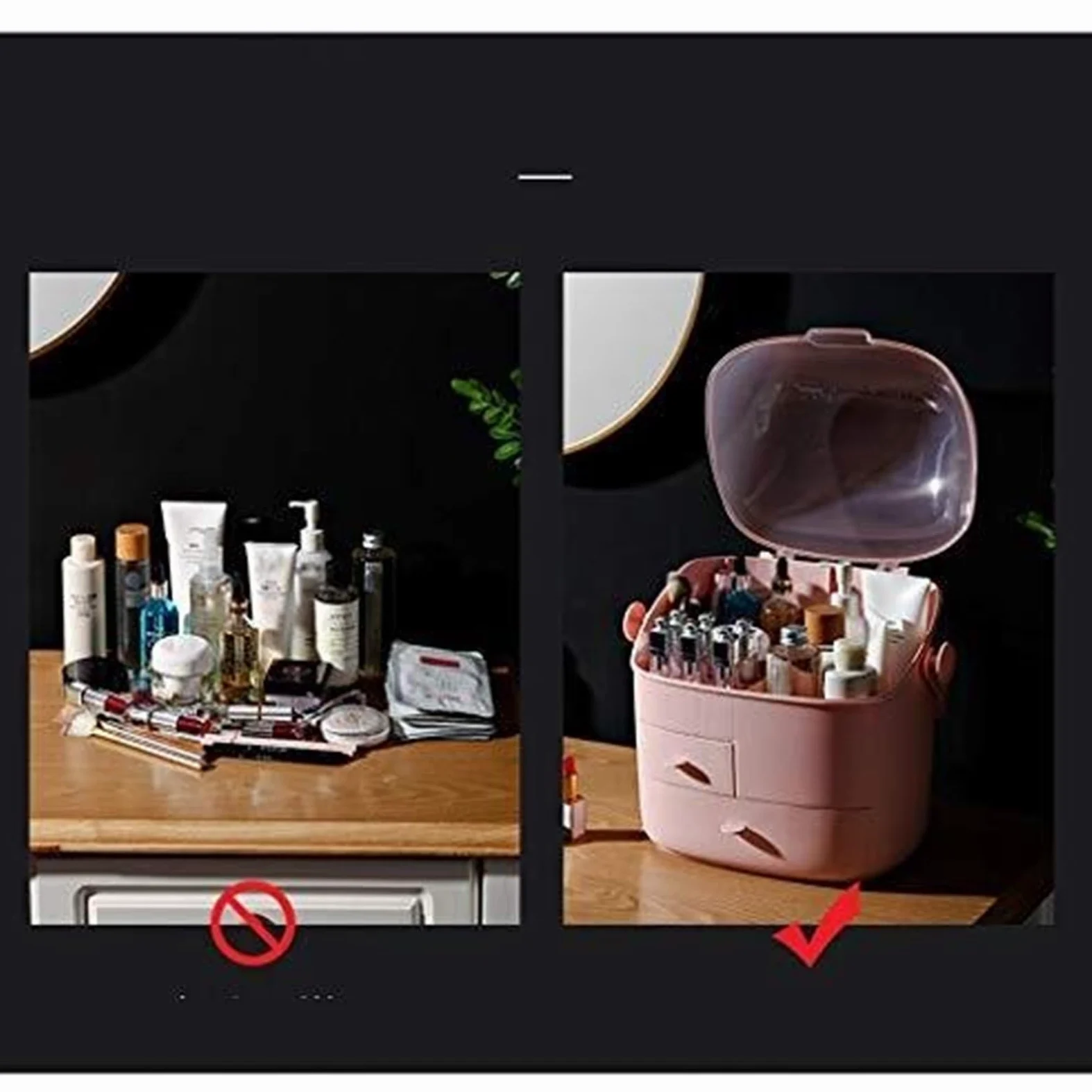 Porta Trucchi,Toeletta Organizzatore per Il Trucco Scatola per Riporre Cosmetici Scatola per Riporre Oggetti da Scrivania Dormitorio Tavolo da Toeletta per La Casa Multifunzione