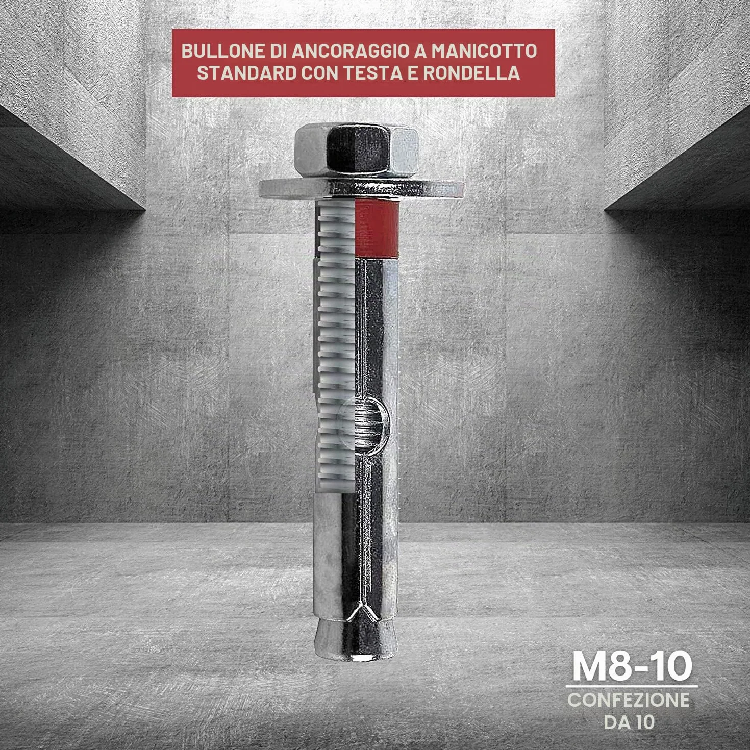 BULLONI ESPANSIONE M8-10 10 Pezzi Acciaio Galvanizzato Tasselli Muro Cemento Armato