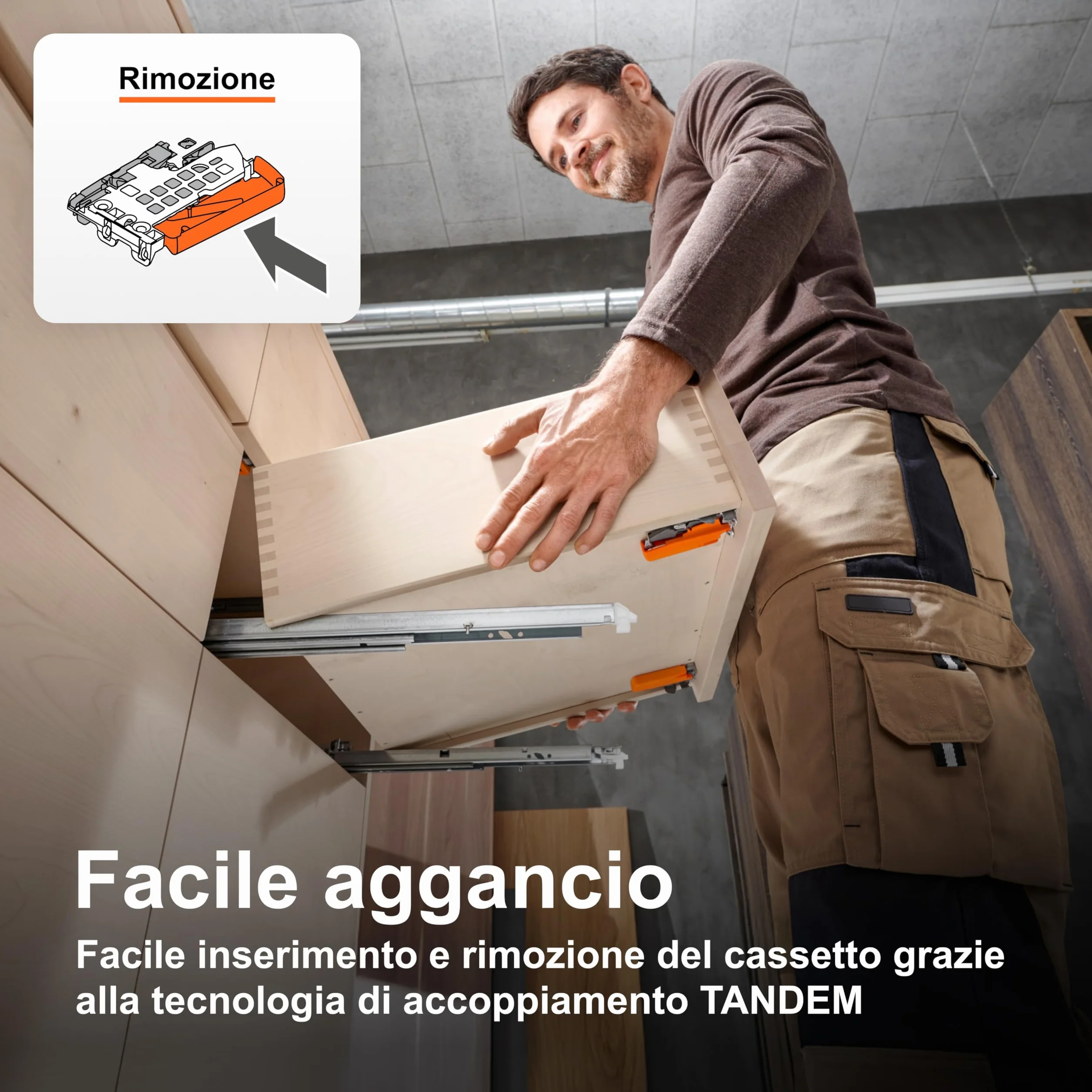 Blum Tandem estrazione totale 450 mm guida sottopiano invisibile Soft-close con ammortizzamento Blumotion 1 paio