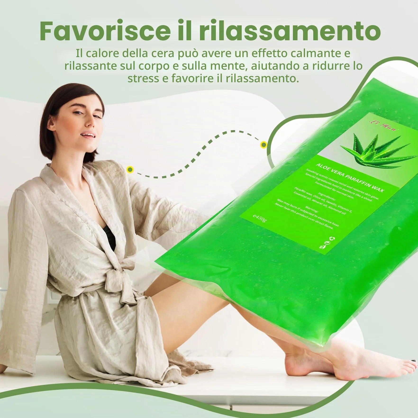 6 Confezioni Cera di Paraffina, 2700g Aloe Vera Ricarica di blocchi di cera di paraffina per il bagno di paraffina di mani e piedi, allevia l'affaticamento muscolare, idrata e nutre
