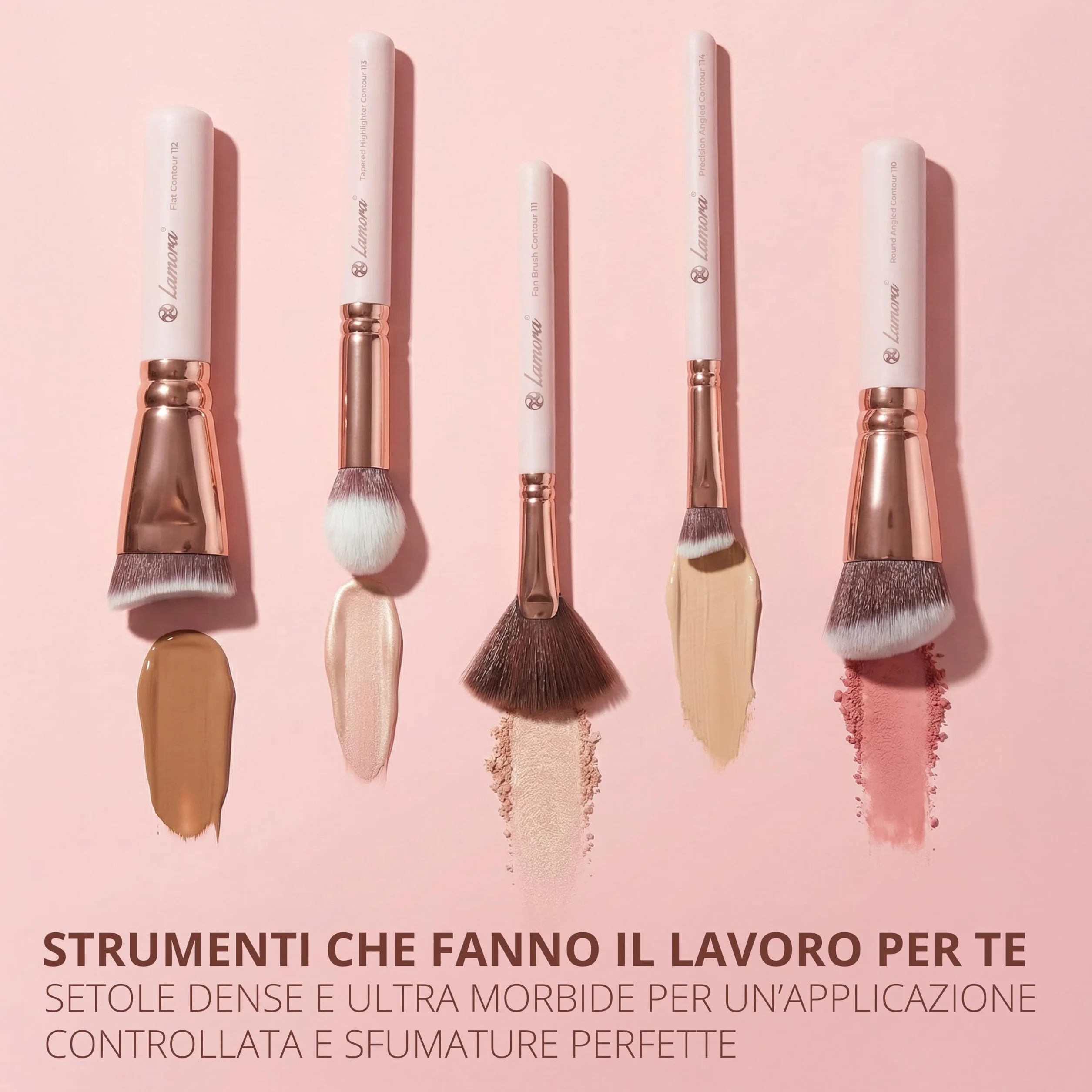 Pennelli Make Up Contouring Professionali Pennello Contouring Kabuki - Per Applicare Fondotinta, Arrossire, Contouring Creme et Polveri - Set Vegano et Non Testato Sugli Animali