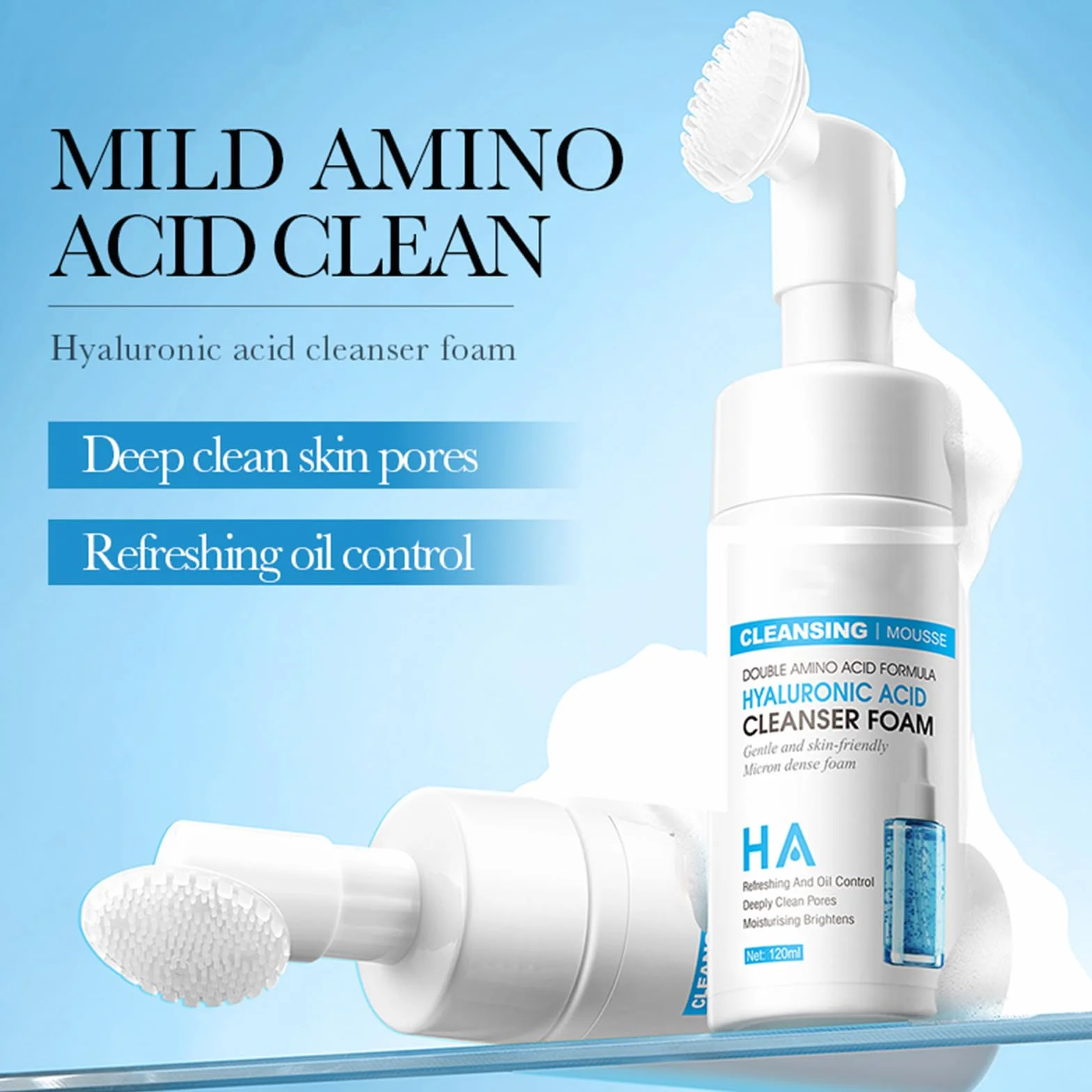 Mousse detergente, schiuma detergente fine organica, cosmetici naturali Schiuma detergente per il viso Schiuma detergente idratante per il viso