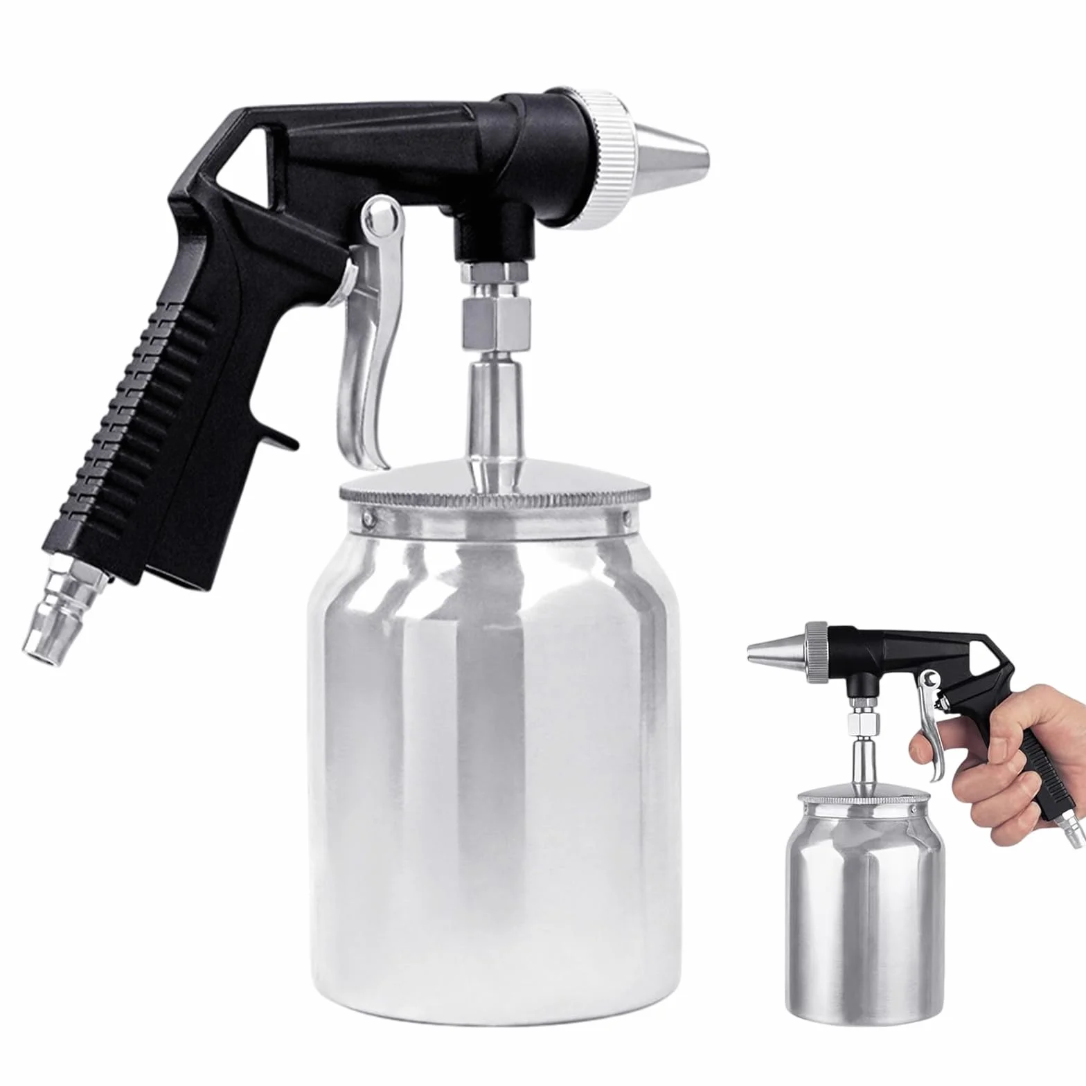 Pistola per sabbiatura con serbatoio in alluminio 6,5-8 bar 1L aria compressa