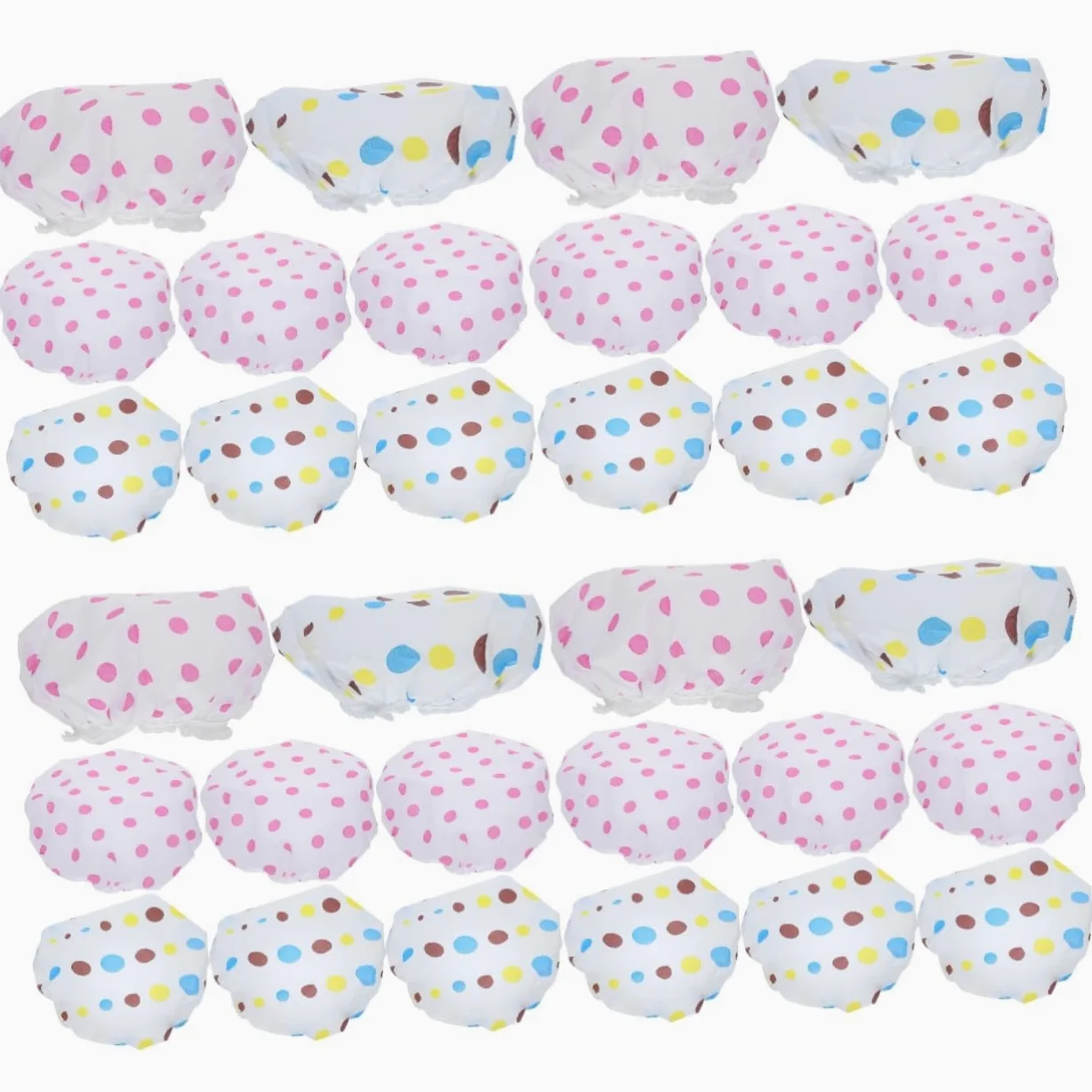 Healeved 32pezzi Cappelli Doccia Impermeabili Per Adulti Cappelli Da Bagno Doppio Con Stampa Pois Per Bellezza e Della