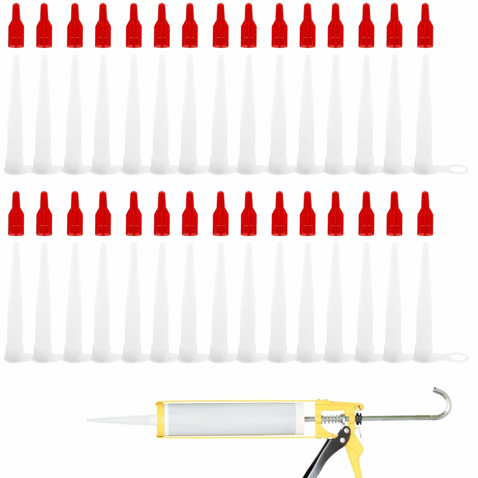 Ugelli In Silicone con Tappi 50 pezzi per Pistola per Silicone e Sigillante