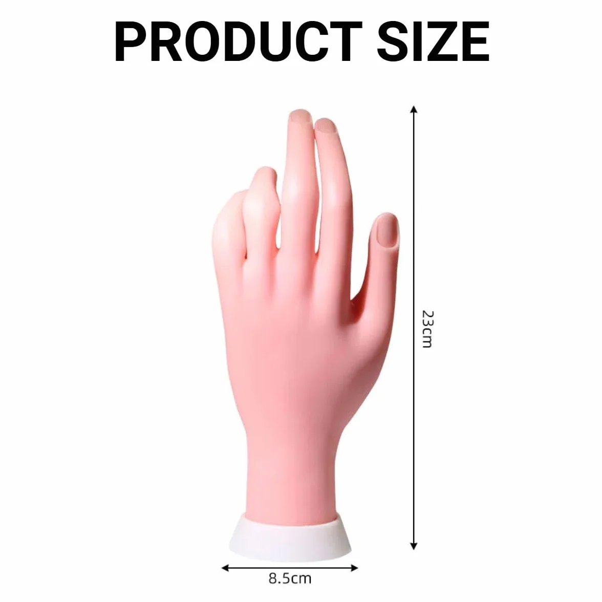 Manicure Practice Hands,Art Manicure Dito Formazione,Modello Flessibile per Nail,Mano Finta con Unghie,Mano per Pratica per un Corso Introduttivo Sulla Nail Art Finta,Movable,23x8.5cm