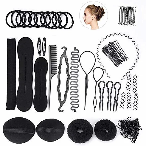FEPITO Hair Styling Design Accessories Set Strumento di modellazione dei capelli Kit Spiral Hair Bun Maker Strumento Braid per le ragazze Le donne Fashion Hair Design fai da te
