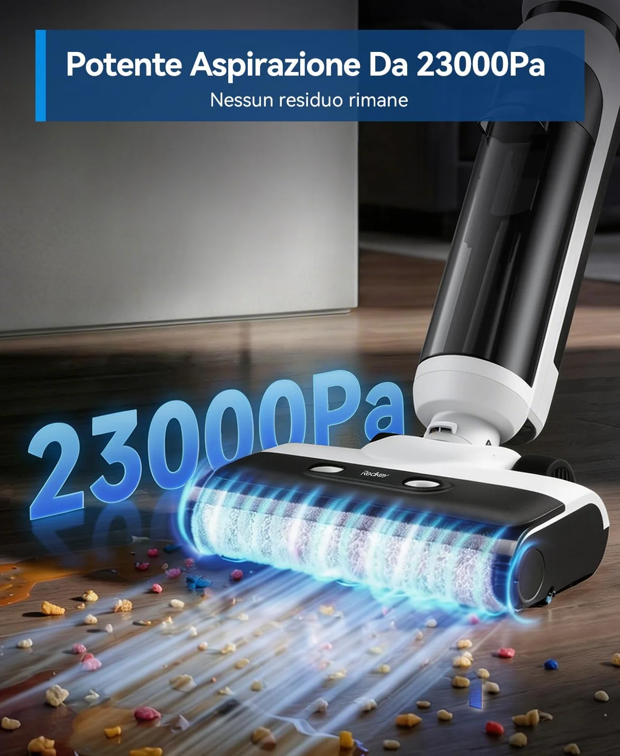 Redkey W13SE Aspirapolvere Lavapavimenti Senza Fili, 75 min, 23KPa, Autopulizia, Doppio Serbatoio Acqua