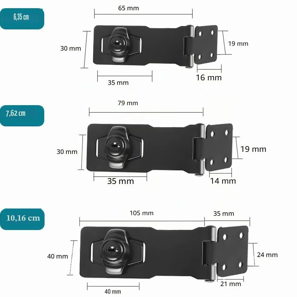 Lucchetto a Serratura Chiusura a Chiave per Armadietto Cassetto, Black 3 Inch