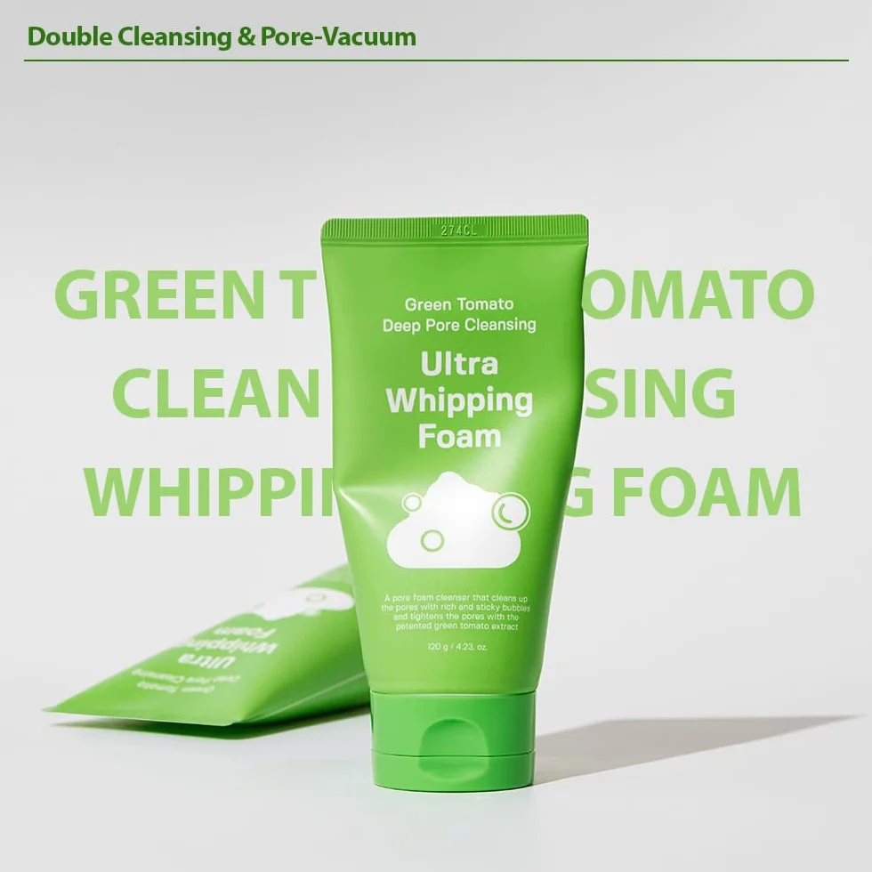 SUNGBOON EDITOR Green Tomato Deep Pore Cleansing Whipping Foam 120,2 g | Detergente viso schiumogeno coreano per pelli grasse, rimozione punti neri e minimizzatore dei pori | Cura della pelle