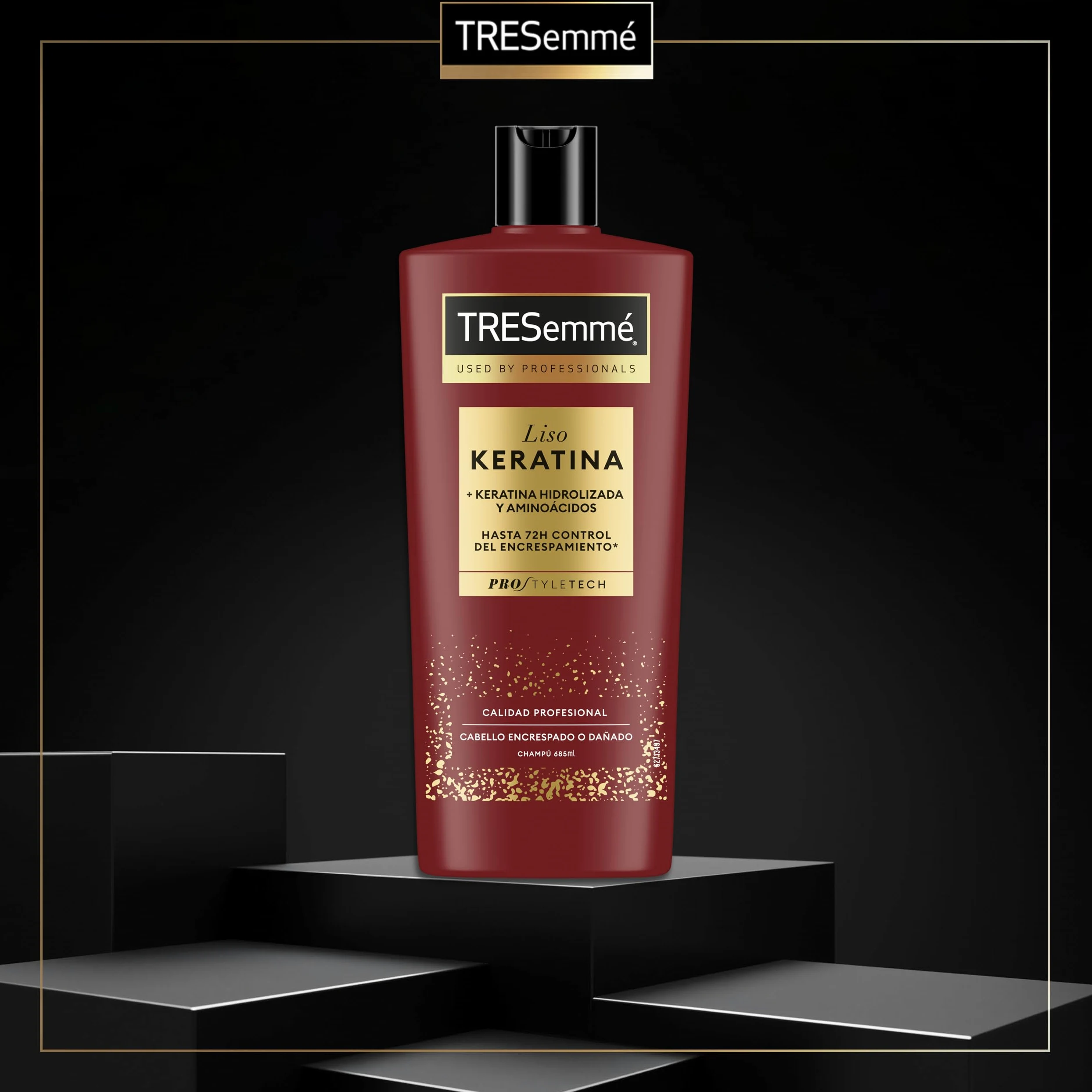 TRESemmé Shampoo Liso Keratina per capelli crespi o danneggiati con olio di Marula e Keratina, confezione da 6 x 685