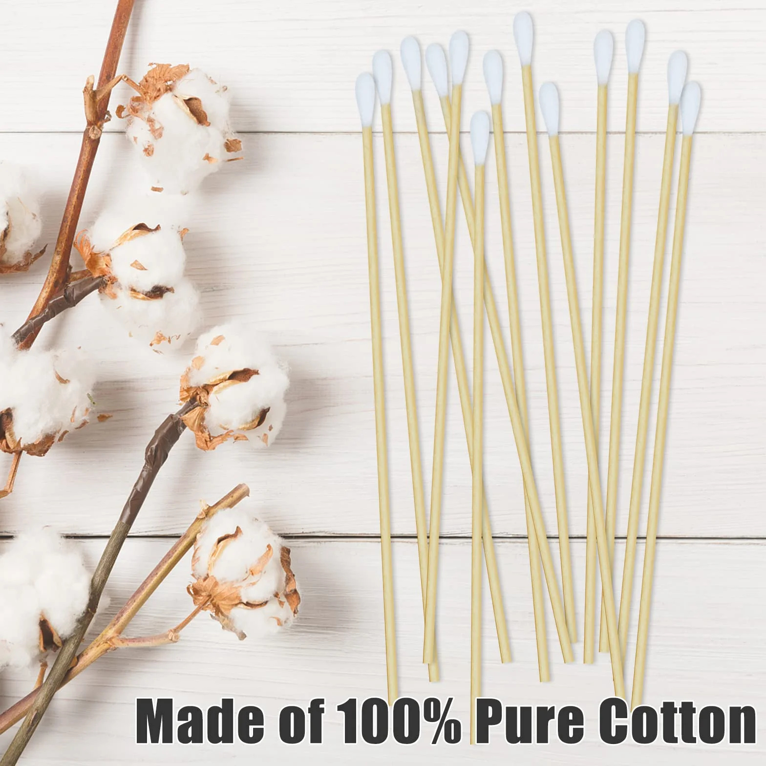 400 Pezzi Cotton Fioc Lunghi 15 cm Tampone di Cotone Lungo, Bastoncini Cotonati Lunghi in Legno Per La Pulizia, Il Trucco, L'artigianato e L'arte