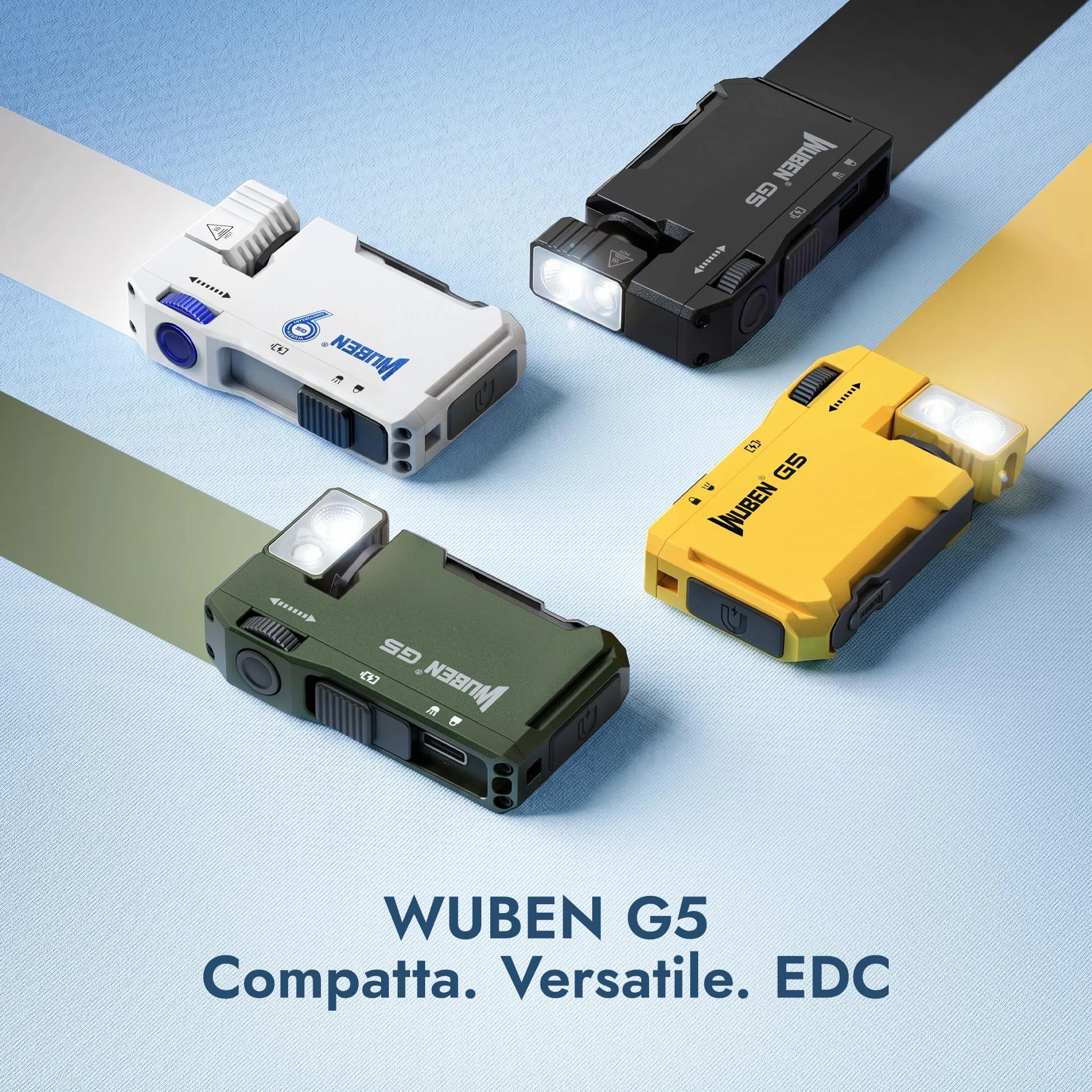 WUBEN G5 Torcia LED Ricaricabile USB 400 Lumen Luce RGB Base Magnetica Impermeabile 6 Modalità Campeggio Escursionismo Emergenze EDC Giallo
