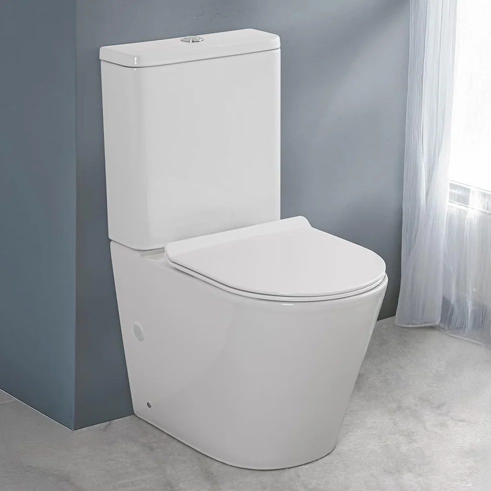 WC Filomuro Monoblocco Rimless Ceramica Bianco Lucida Linea Tygo 38x62x82,5 cm Sedile Soft-Close