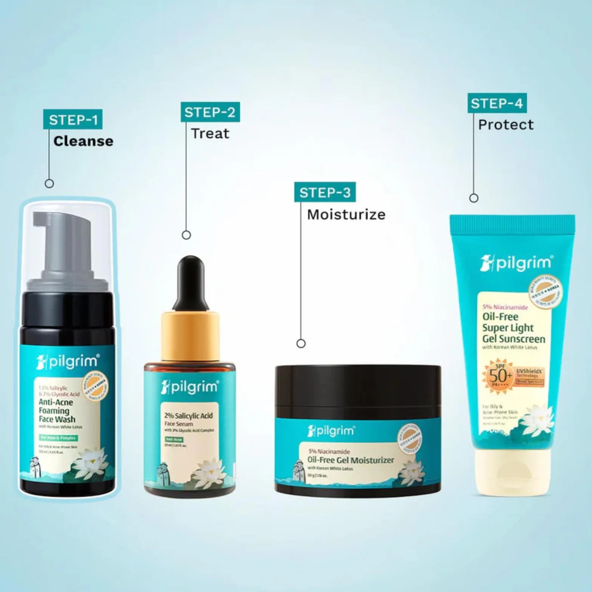 Pilgrim Detergente viso schiumogeno coreano 1,5% salicilico (Bha) e 2% acido glicolico (Aha) per pelli grasse e soggette ad acne Lavaggio viso glicolico e acido salicilico per uomini e donne Prodotti