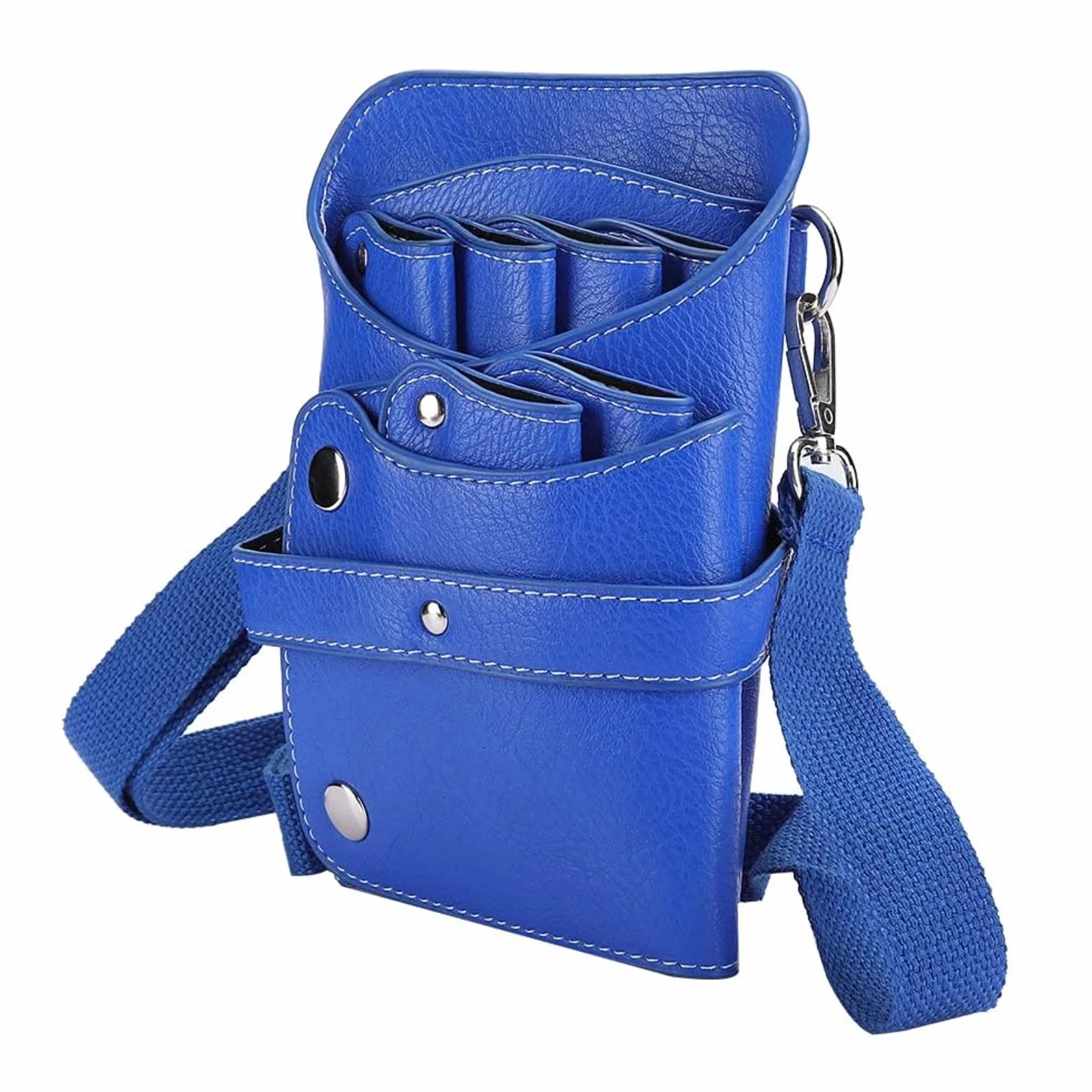 Custodia per forbici da parrucchiere, Multi Funzionale Tasche Accessori Parrucchieri Organizzato Tracolla Regolabile Salone Barbieri Storage Case PU Pelle -borsa di immagazzinaggio, Blu, casual