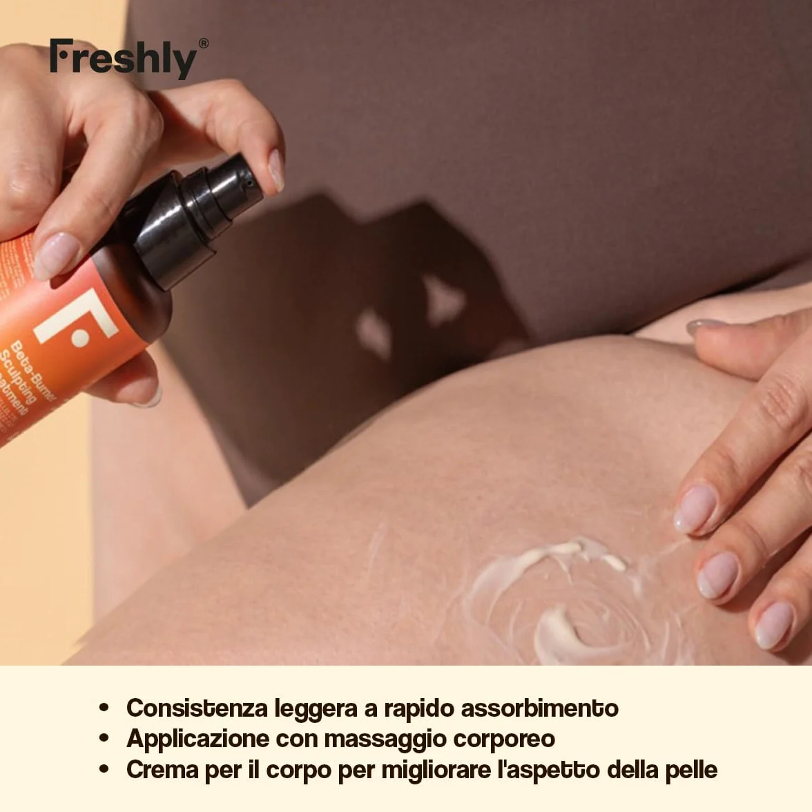 Freshly Cosmetics Beta-Burner Sculpting Treatment, crema per il corpo anticellulite, 200 ml, formula naturale per una pelle più morbida ed elastica