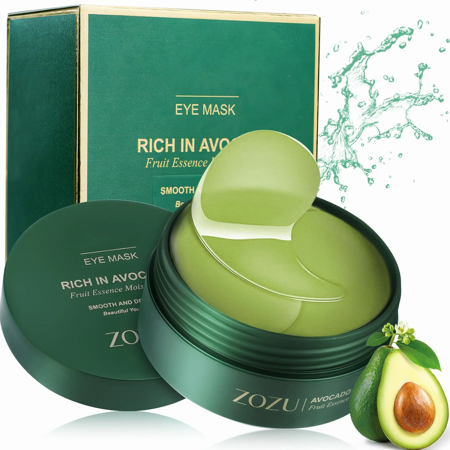 LOPHE Patch Occhi, 60 Pezzi Eye Patch Maschera Occhiaie e Borse, Collagene Patches Occhi per Rimuovi Puffiness, Idrata Anti-Età(Verde)