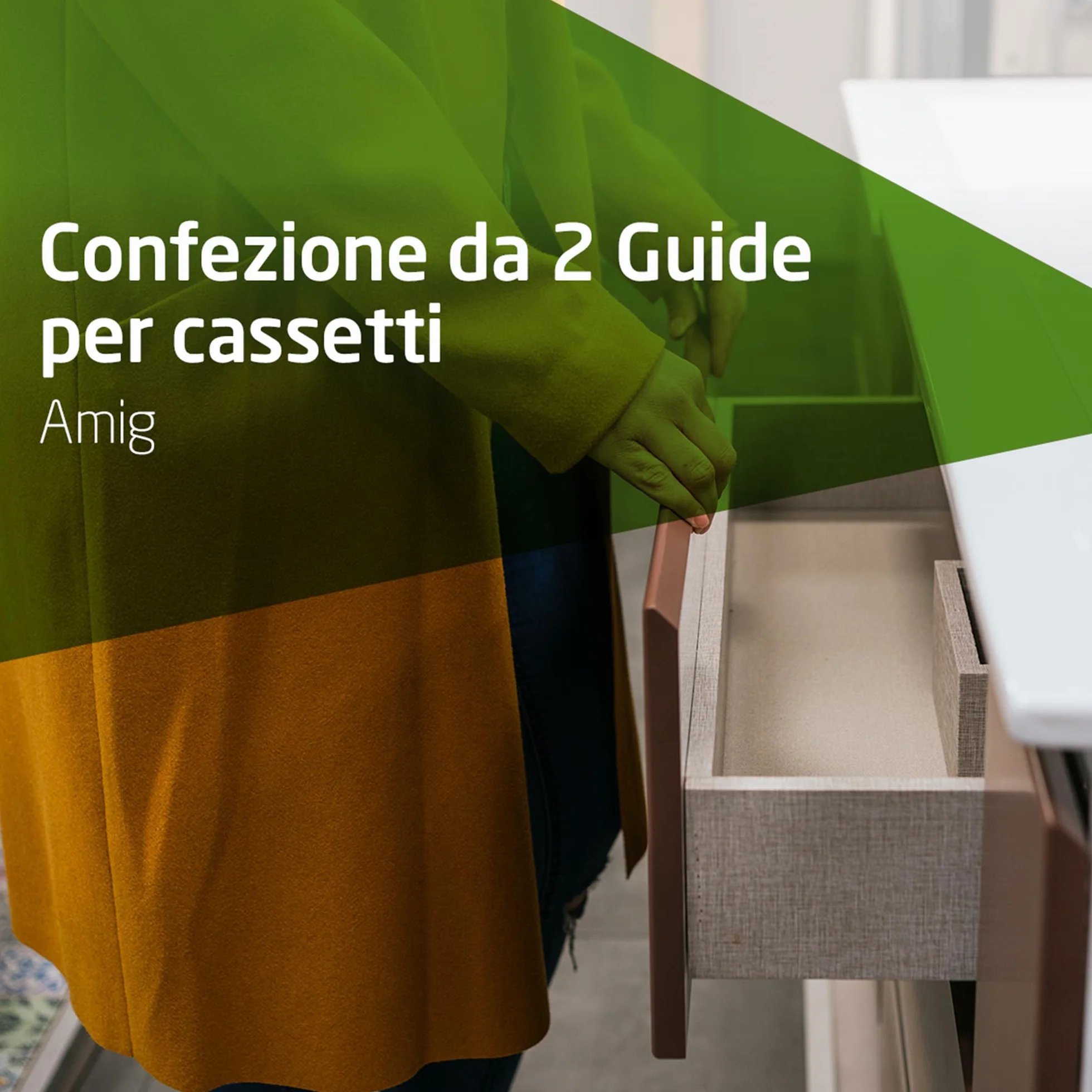 Amig Set di 2 guide scorrevoli Mod.40 in acciaio zincato 25 kg/coppia con chiusura automatica
