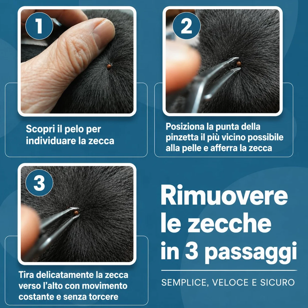 Pinze per zecche in acciaio inox a forma di cucchiaio con manico a croce per animali REMOS